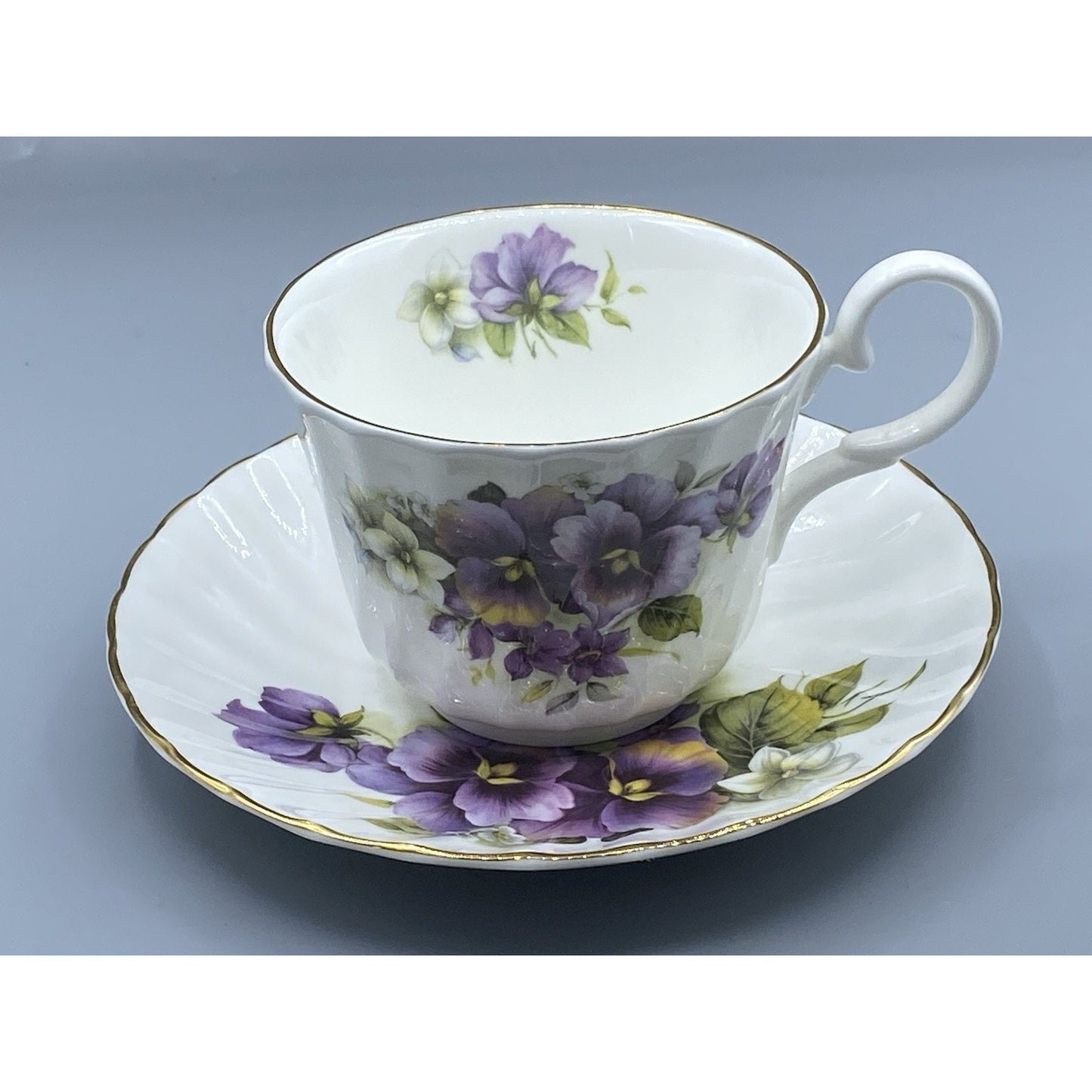Allyn Nelson Bone China Teacup Floral Purple