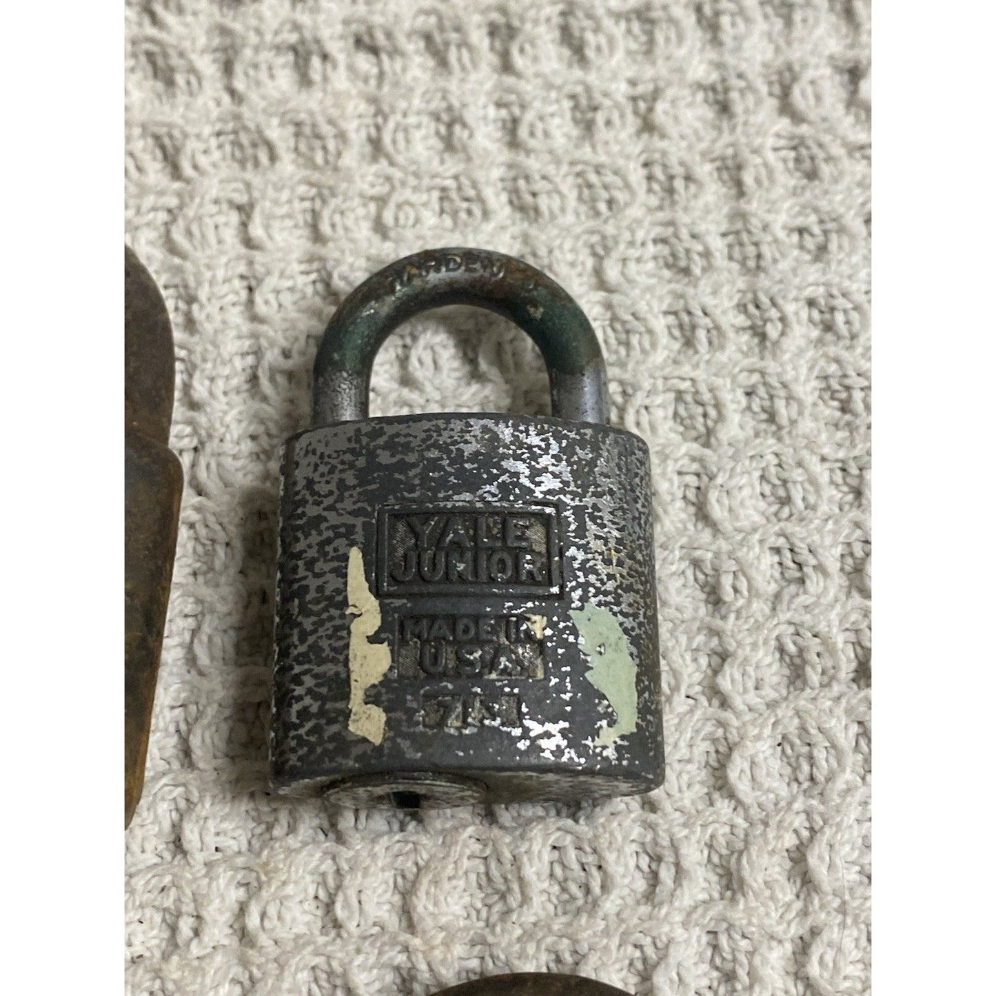 (4) Antique Locks 6 Lever, Yale, Fraim, Corbin Padlocks No Keys