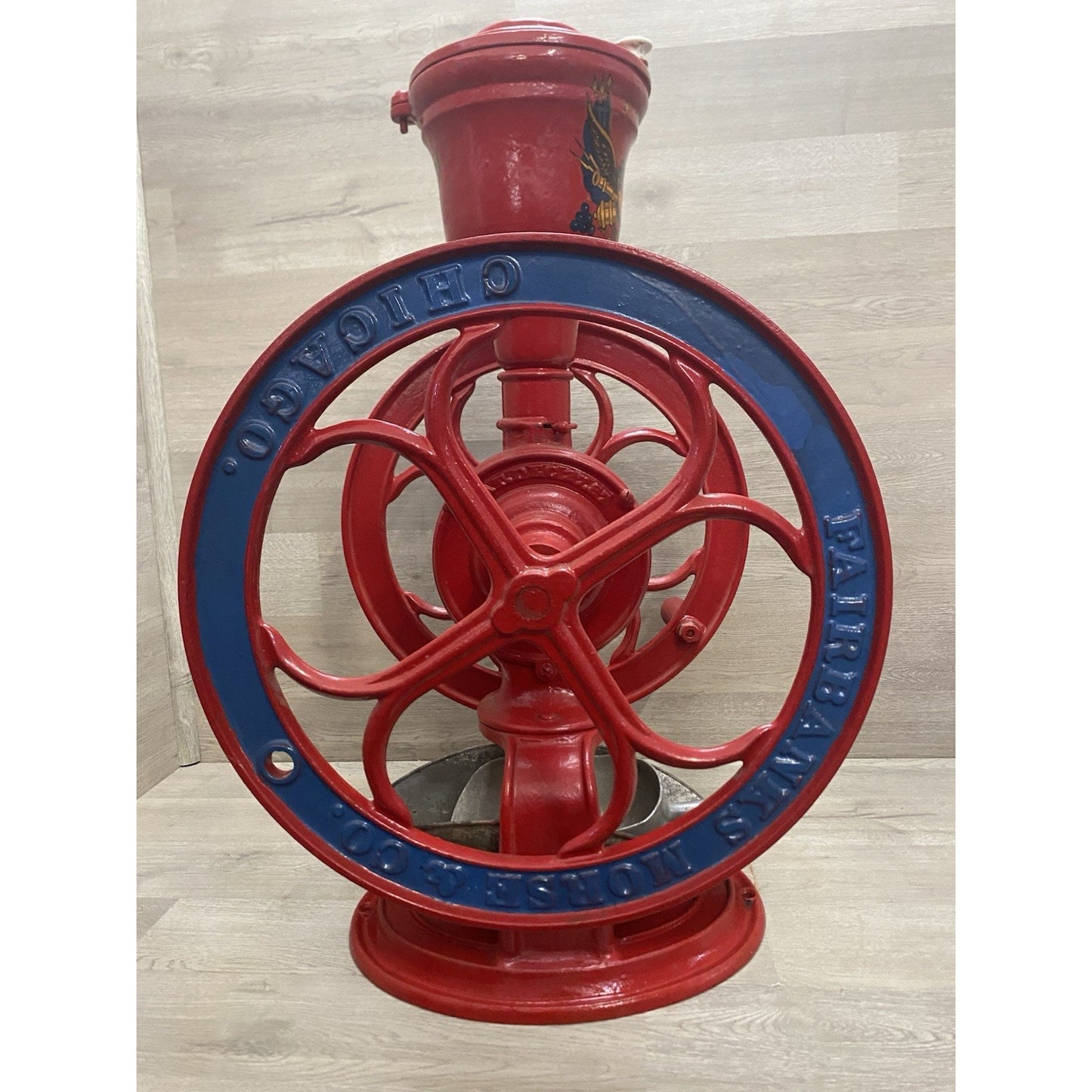 ANTIQUE FAIRBANKS MORSE & CO COFFEE GRINDER 1887 LARGE 27" TALL CAST IRON #7