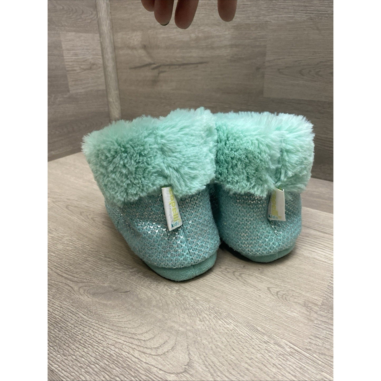 Faux Fur Capelli Kids Slipper Teal Boots Size Large