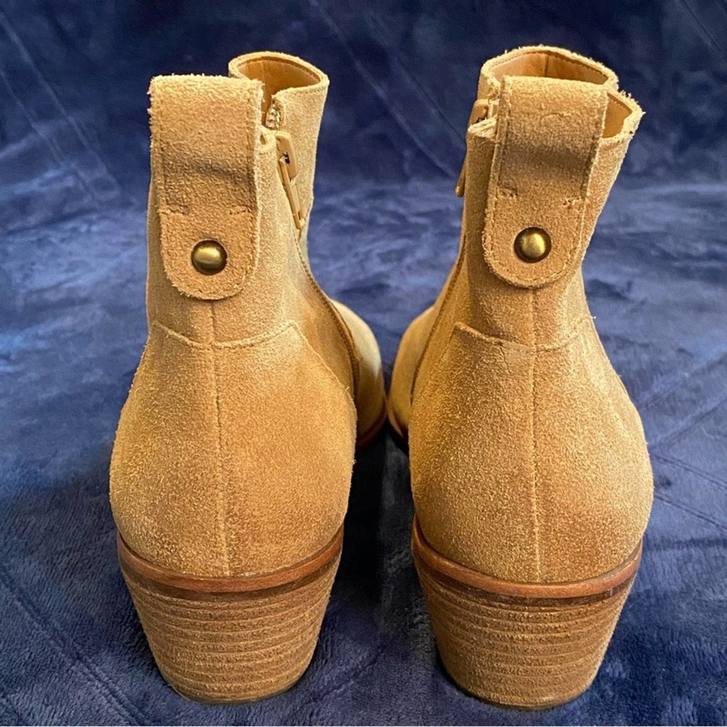 Sole Society Tan Vixen Block Heel Leather Ankle Boots