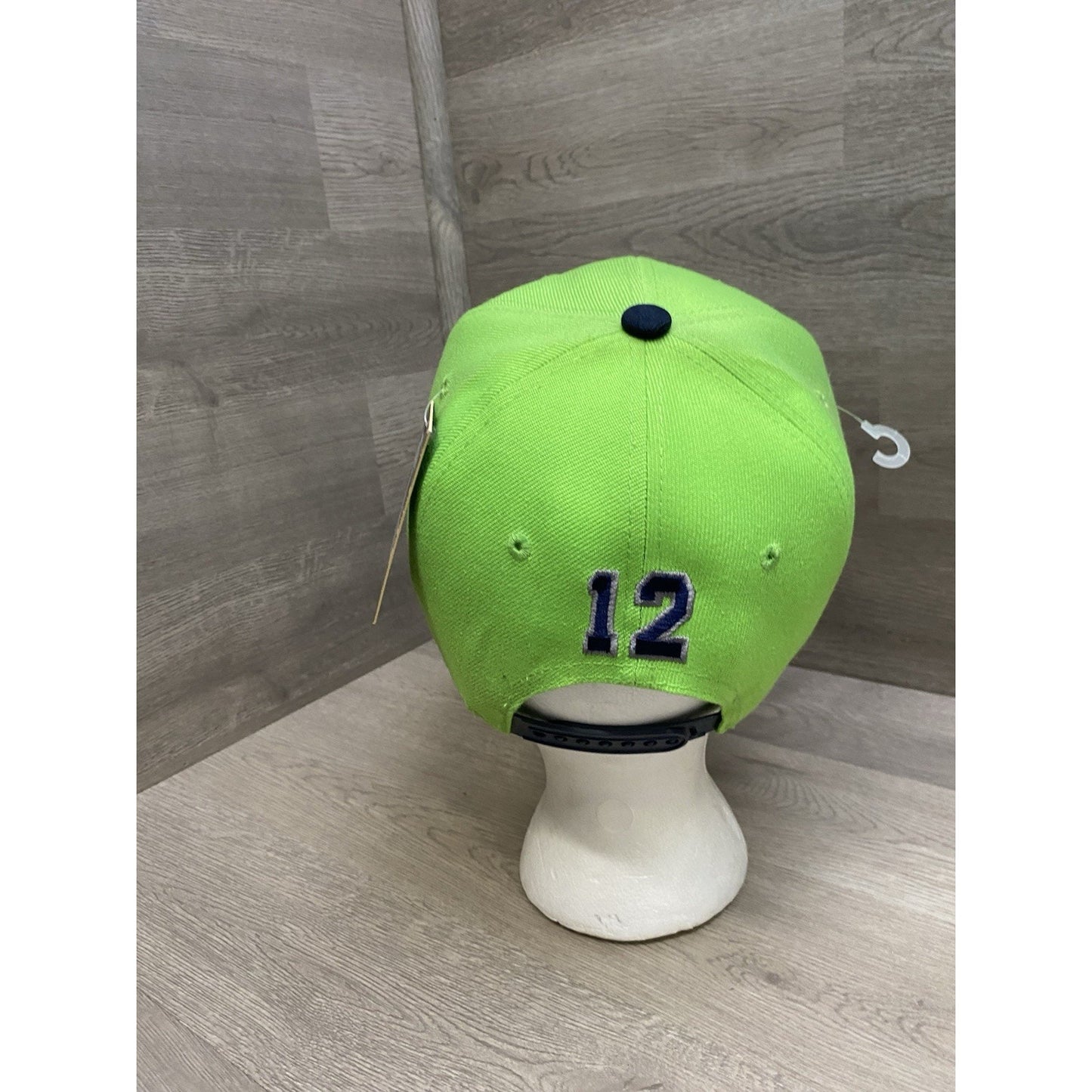 Neon Green Navy Blue 12 Player Flat Bill Snapback Hat Cap Seattle Fan 2Tone
