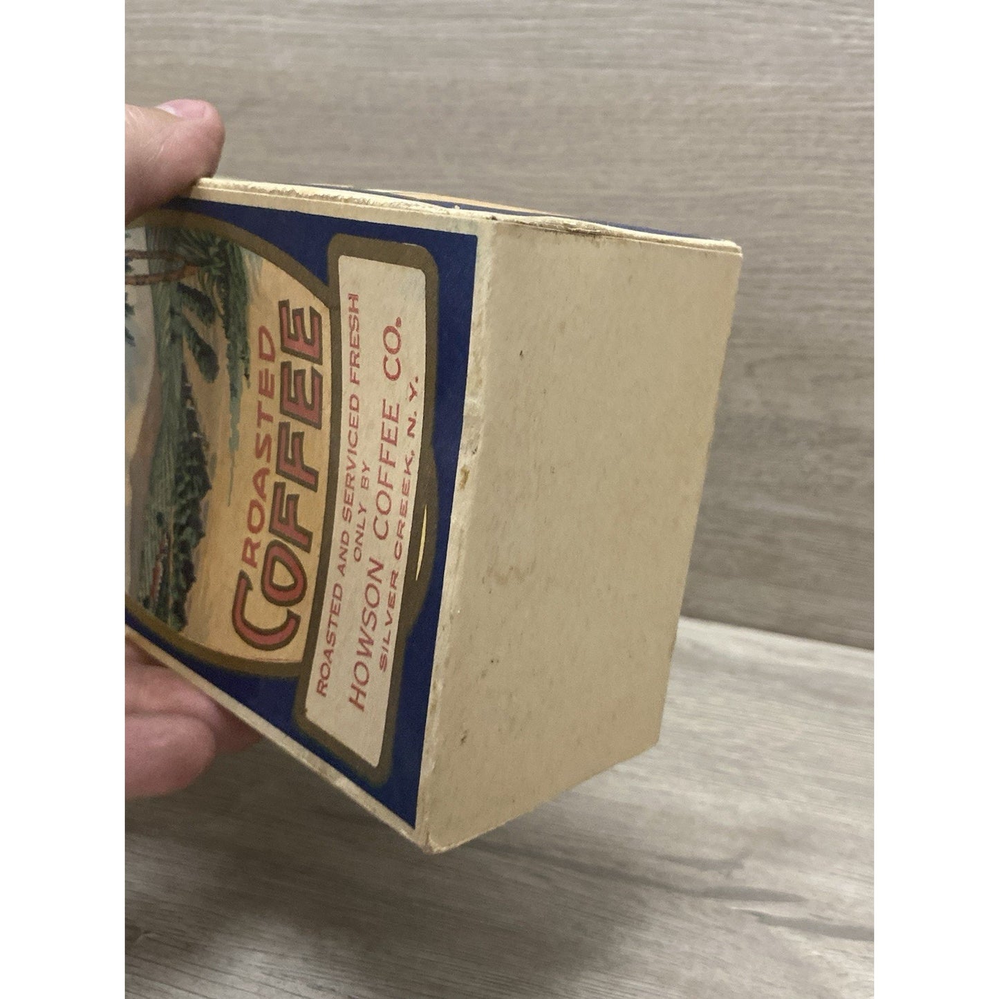 Rare Vintage Gold Band Coffee Can Box 1LB Howson Coffee Co Silver Creek NY