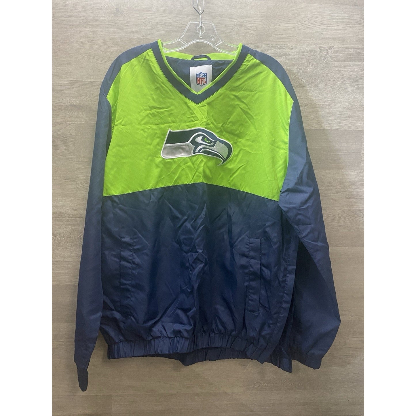 NFL Seahawks Nylon Pullover Rain Coat Long Sleeve SZ LG