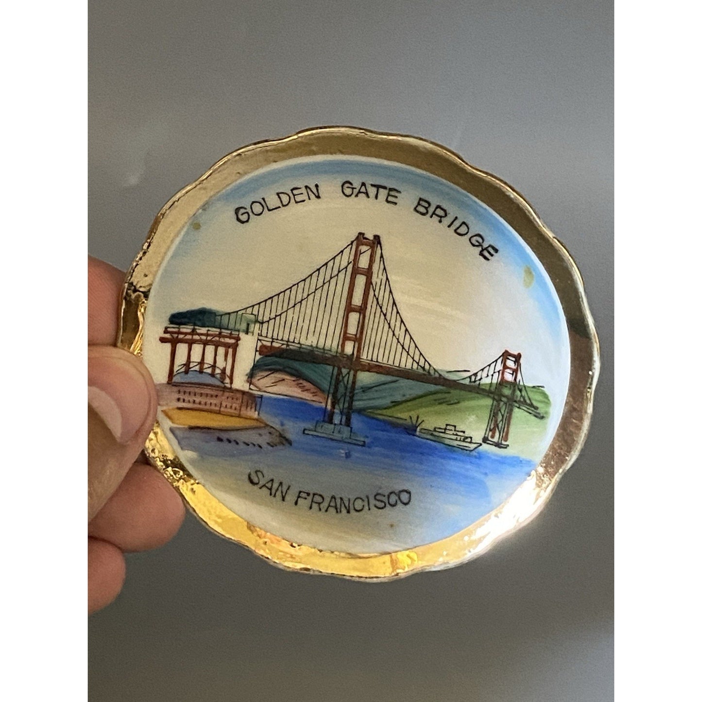 Fisherman's Wharf Teacup Saucer San Francisco Bridge Souvenir Miniature Teaset