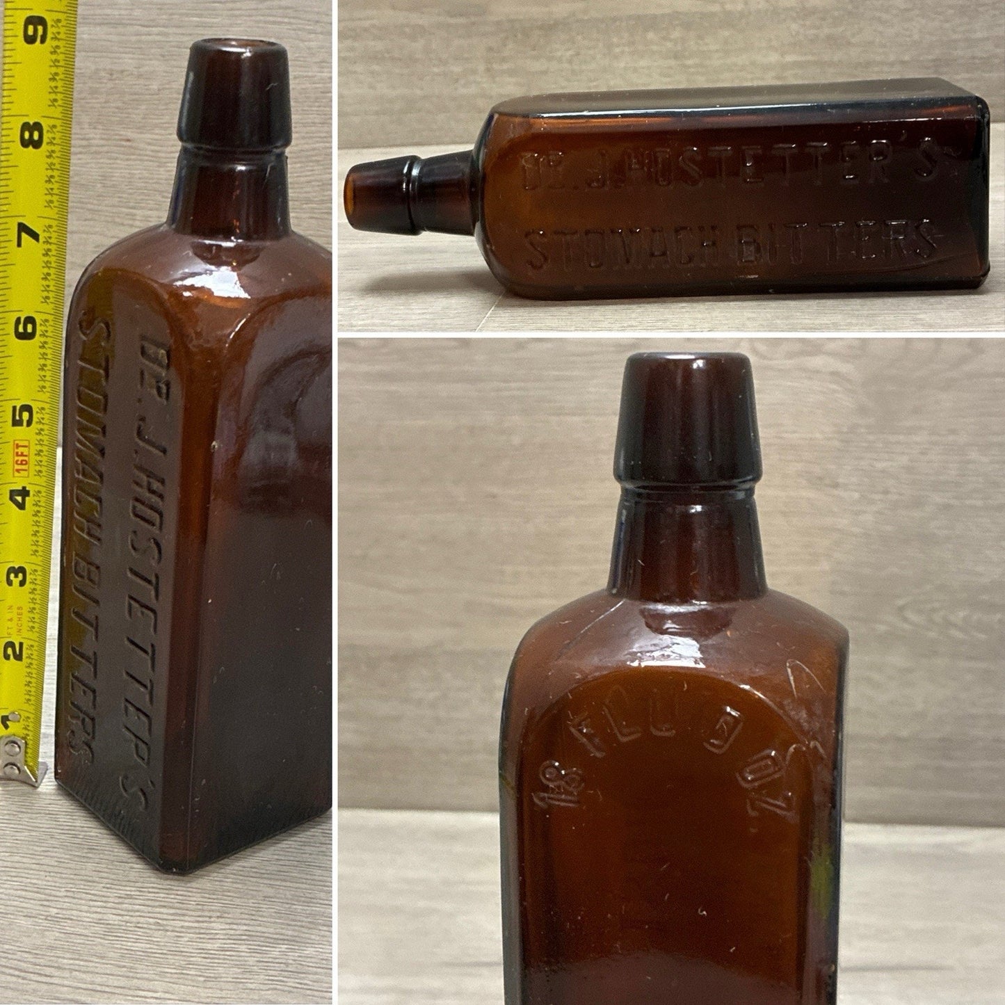 Antique Dr J Hostetter's Stomach Bitters 18oz Amber Bottle