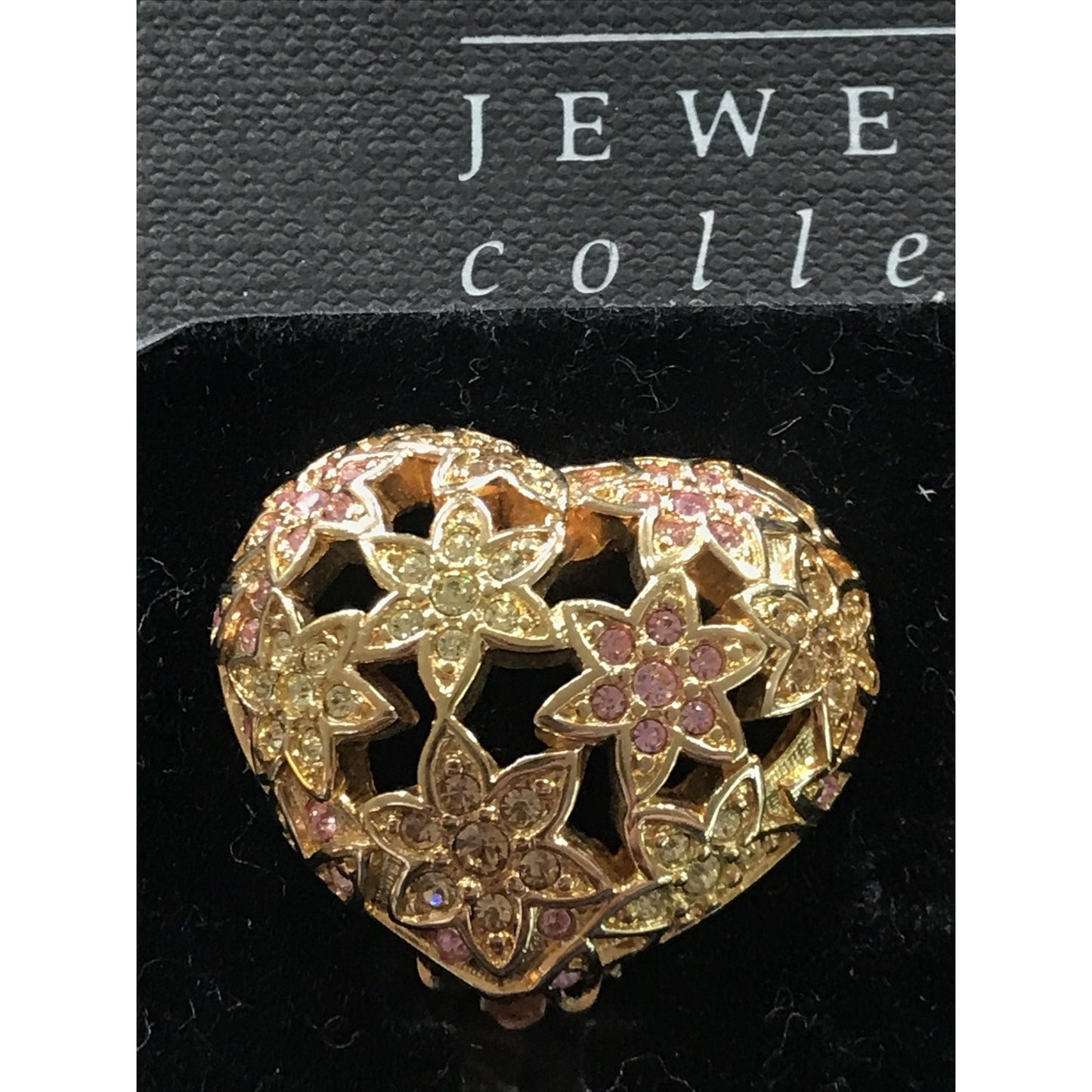 Swarovski Large Rhinestone Heart Shape Clip On Gold Earrings: Swan Mark -vmabug