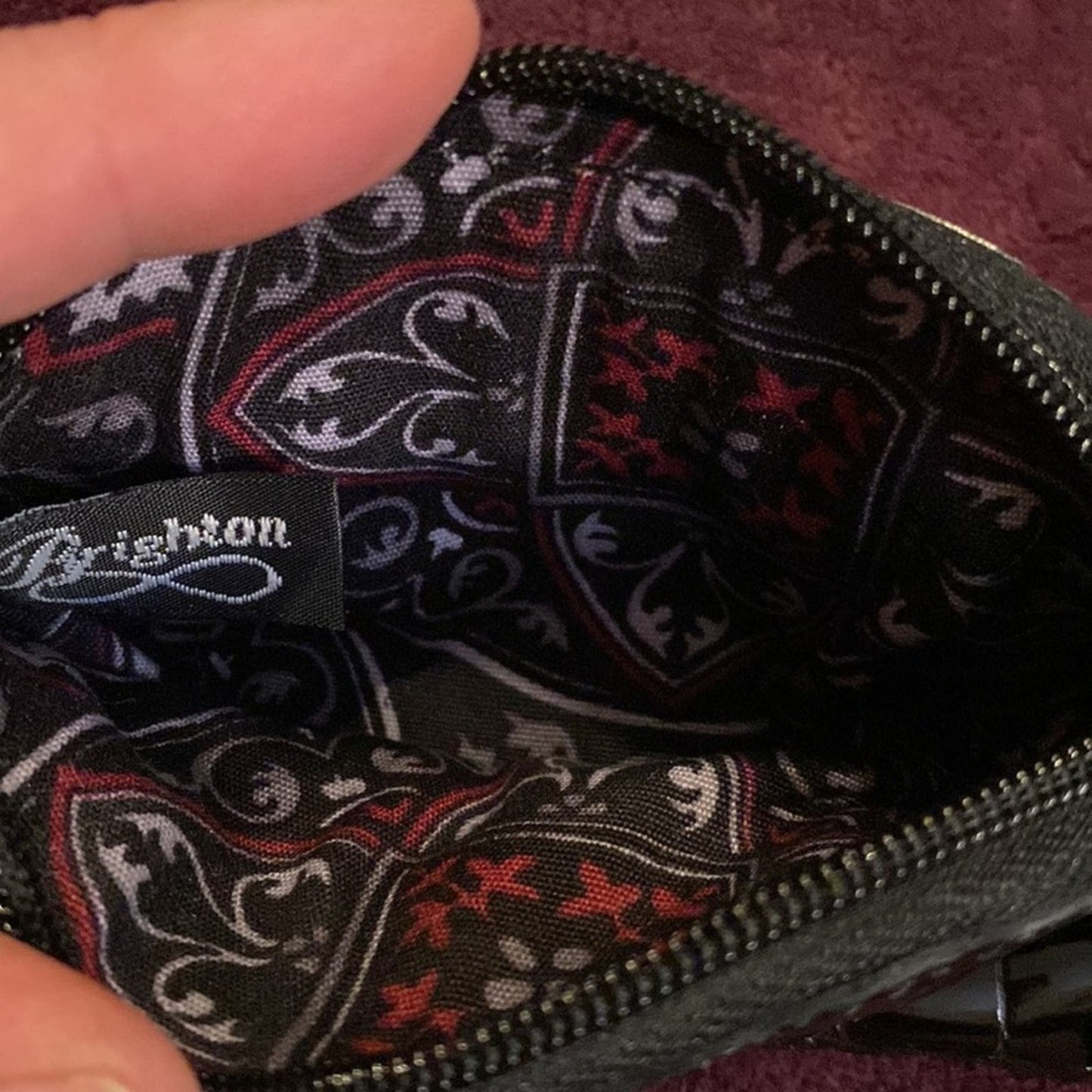 Vintage Brighton Black Patent Leather Clutch with Matching Coin Purse & Dust Bag