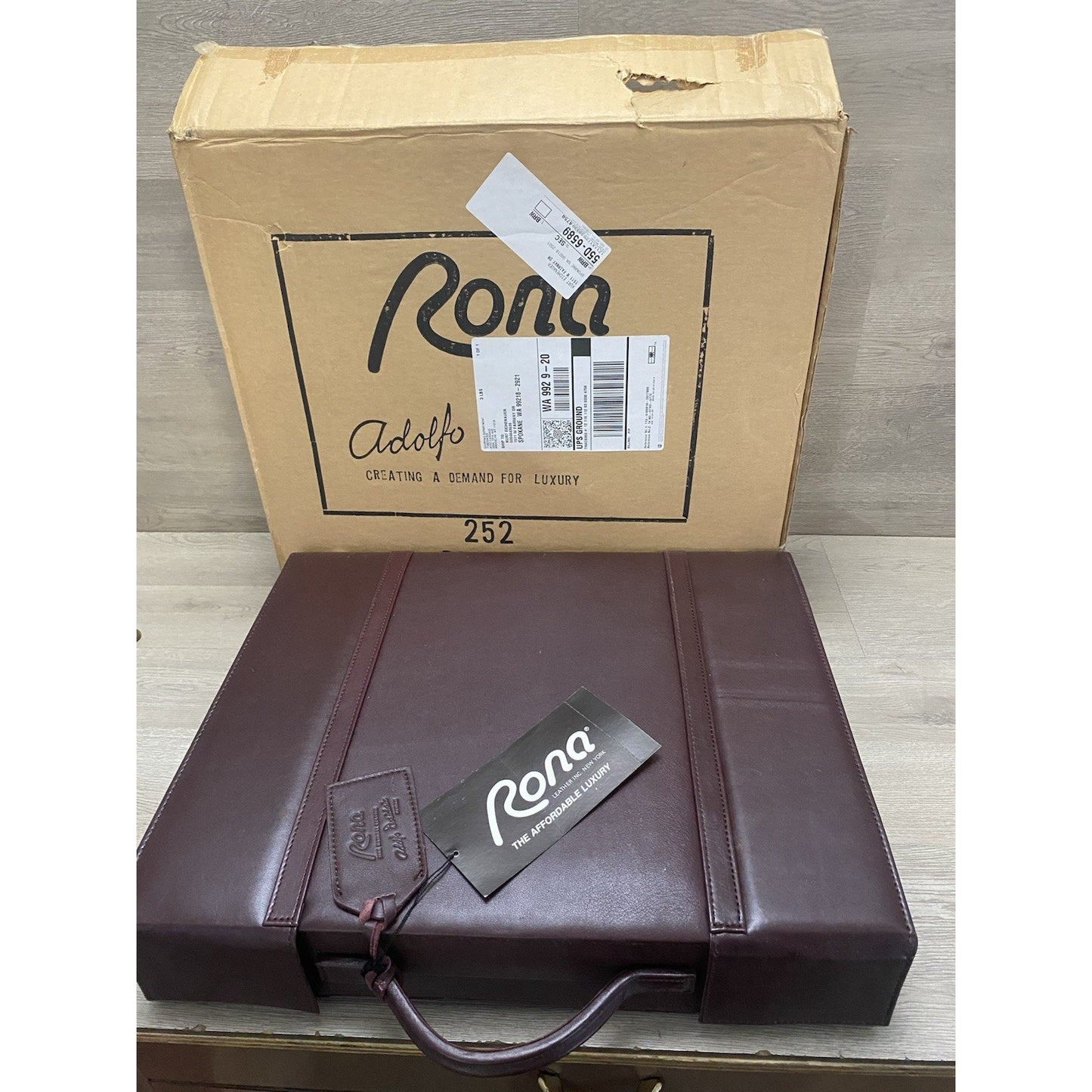 LEATHER ATTACHÉ BRIEFCASE RONA ADOLFO DESIDERIO MADE IN SPAIN DUAL COMBO LOCKS