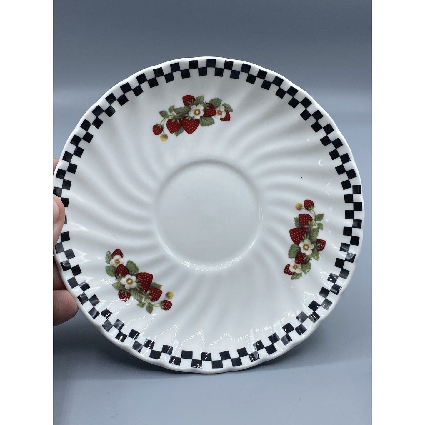 Vintage Strawberry Teacup Porcelain Bone China Crownford