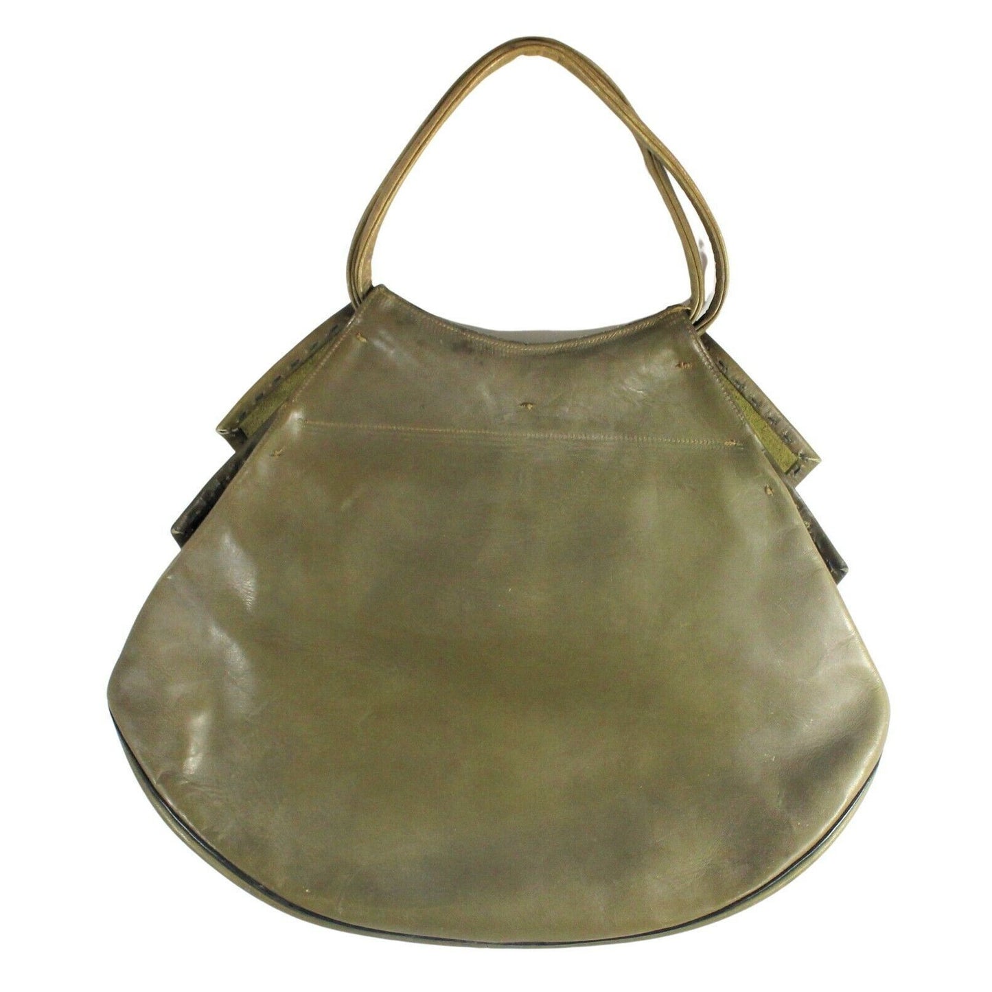 Vintage Guild Creations Top Handle Green Handbag Purse Leather Bohemian Style
