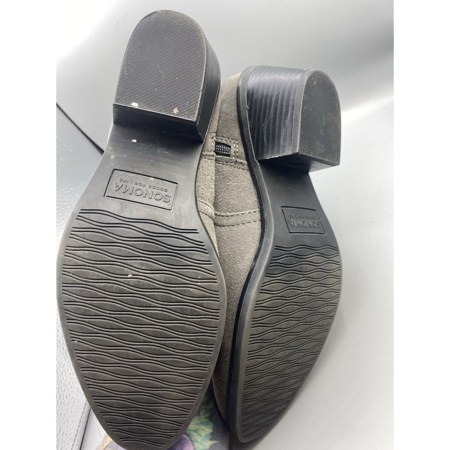 Sonoma Booties Kohls Zips Heel 9M Gray W/ Buckle