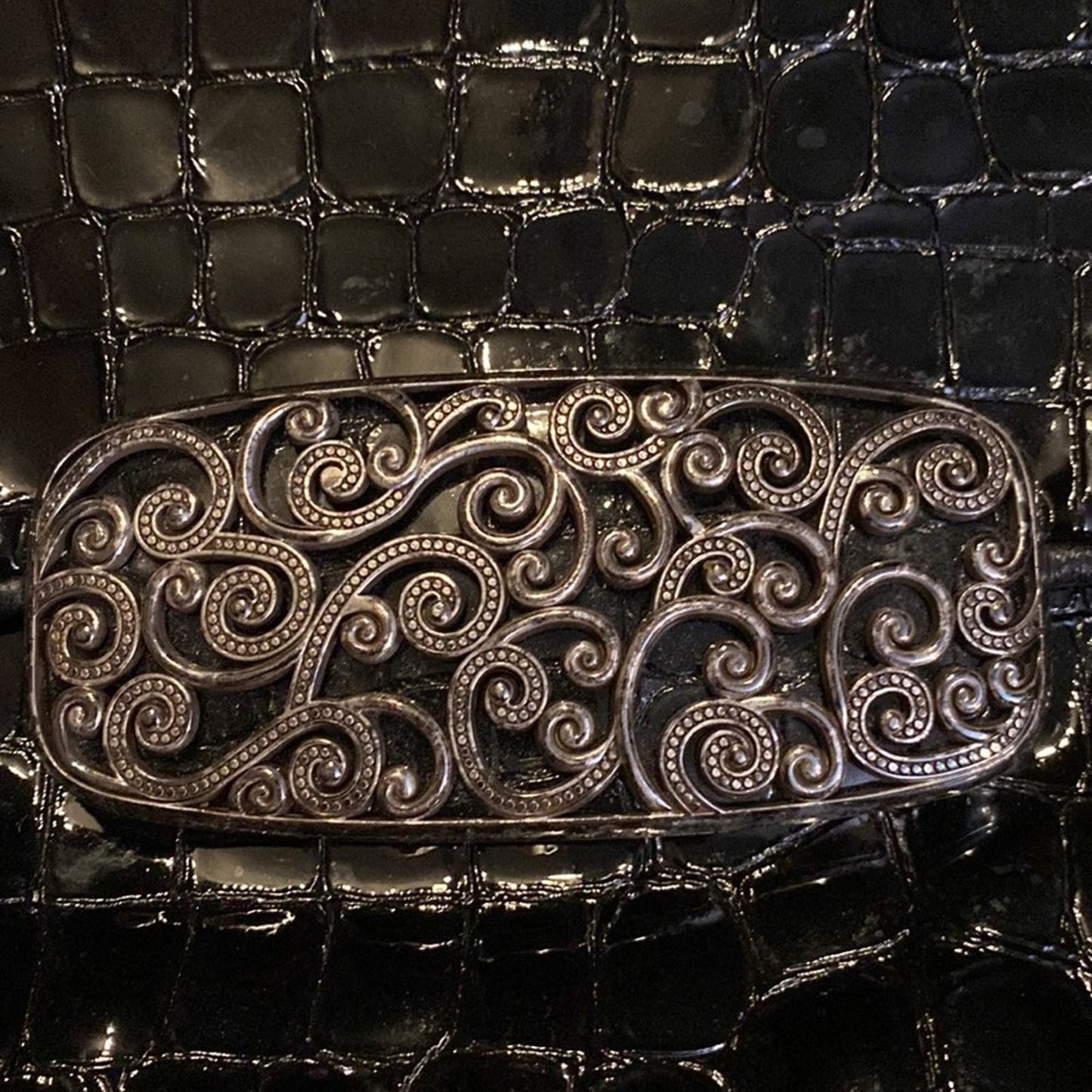 Vintage Brighton Black Patent Leather Clutch with Matching Coin Purse & Dust Bag