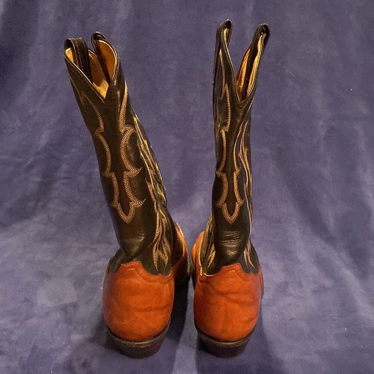 Vintage Tony Lama Caramel & Brown Two Tone Leather Cowboy Boots Style #6051