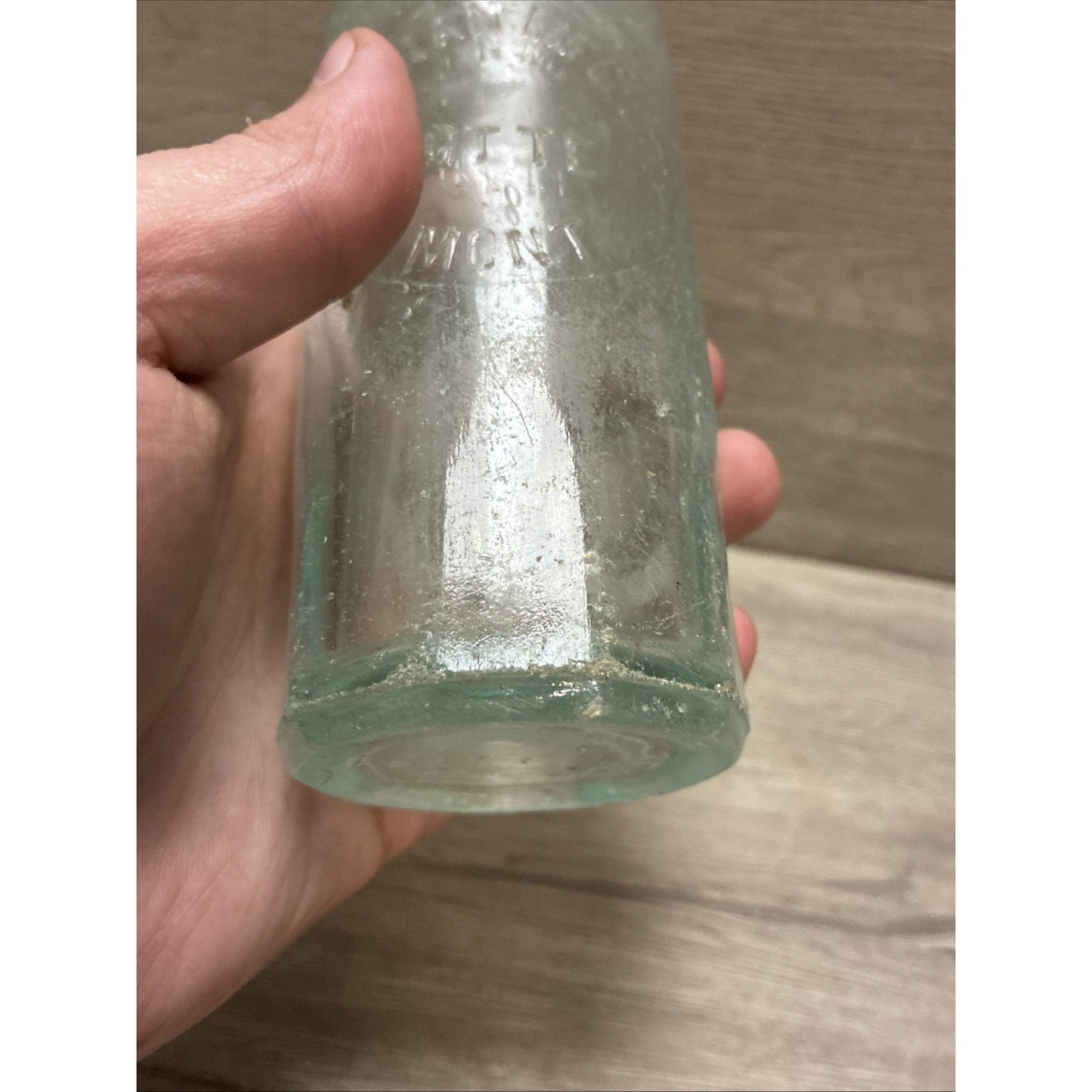 Antique Keenan Mfg Co Butte Montana Bottle Paneled 7.25” As Found! Blob Top
