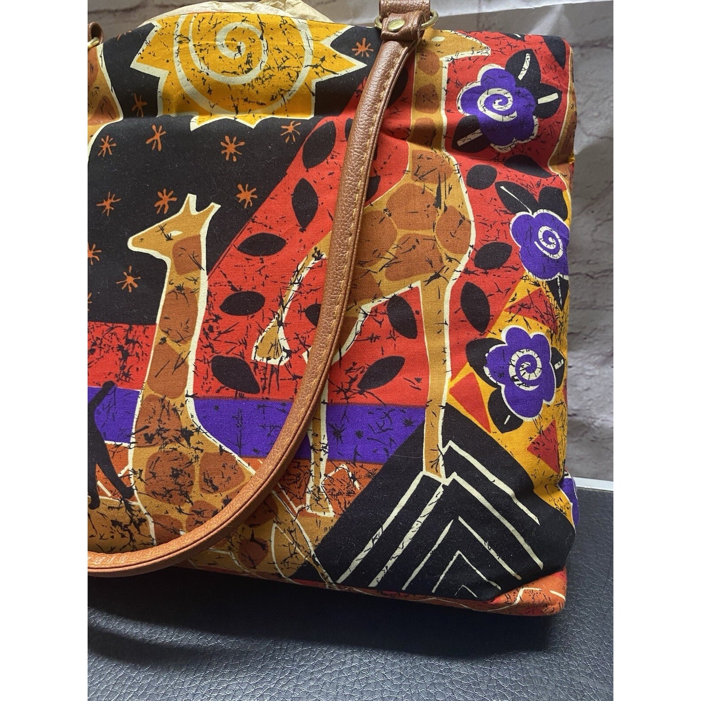 New Marilyn USA Hand Bag Purse African Giraffe Themed Colorful!
