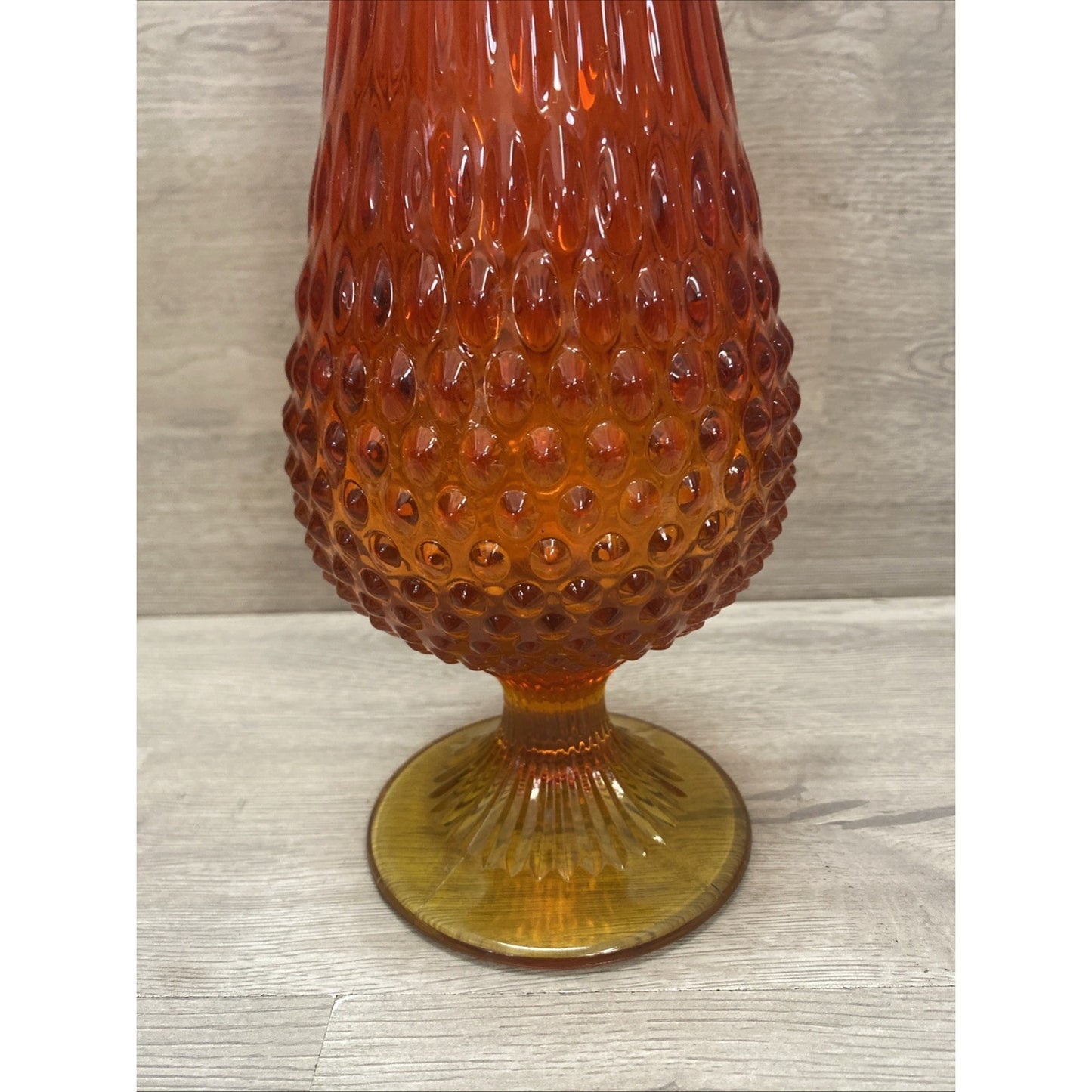 Vintage Fenton Art Glass 21" Amberina Hobnail Stretch Swung Pedestal Vase