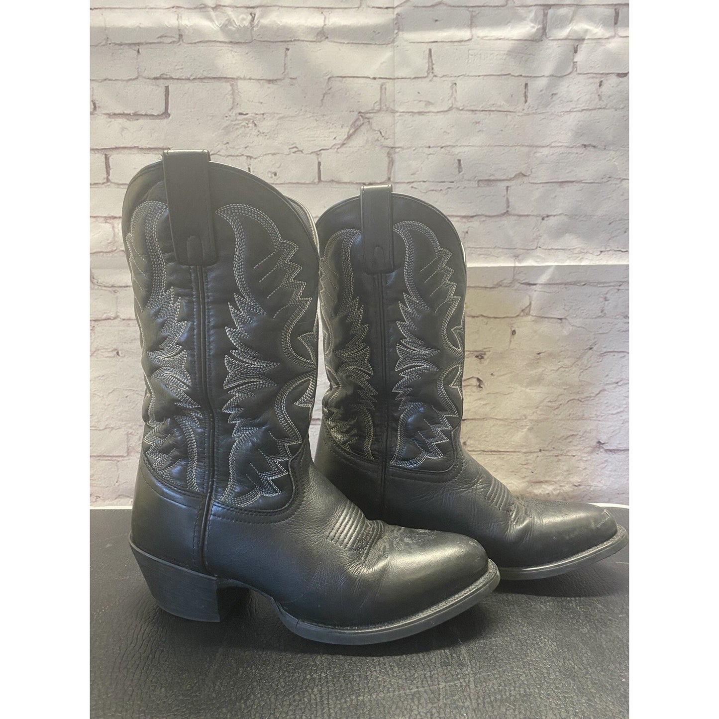 Laredo Black Leather Pull Up Western Boots Men’s Sz 7D Style 032974