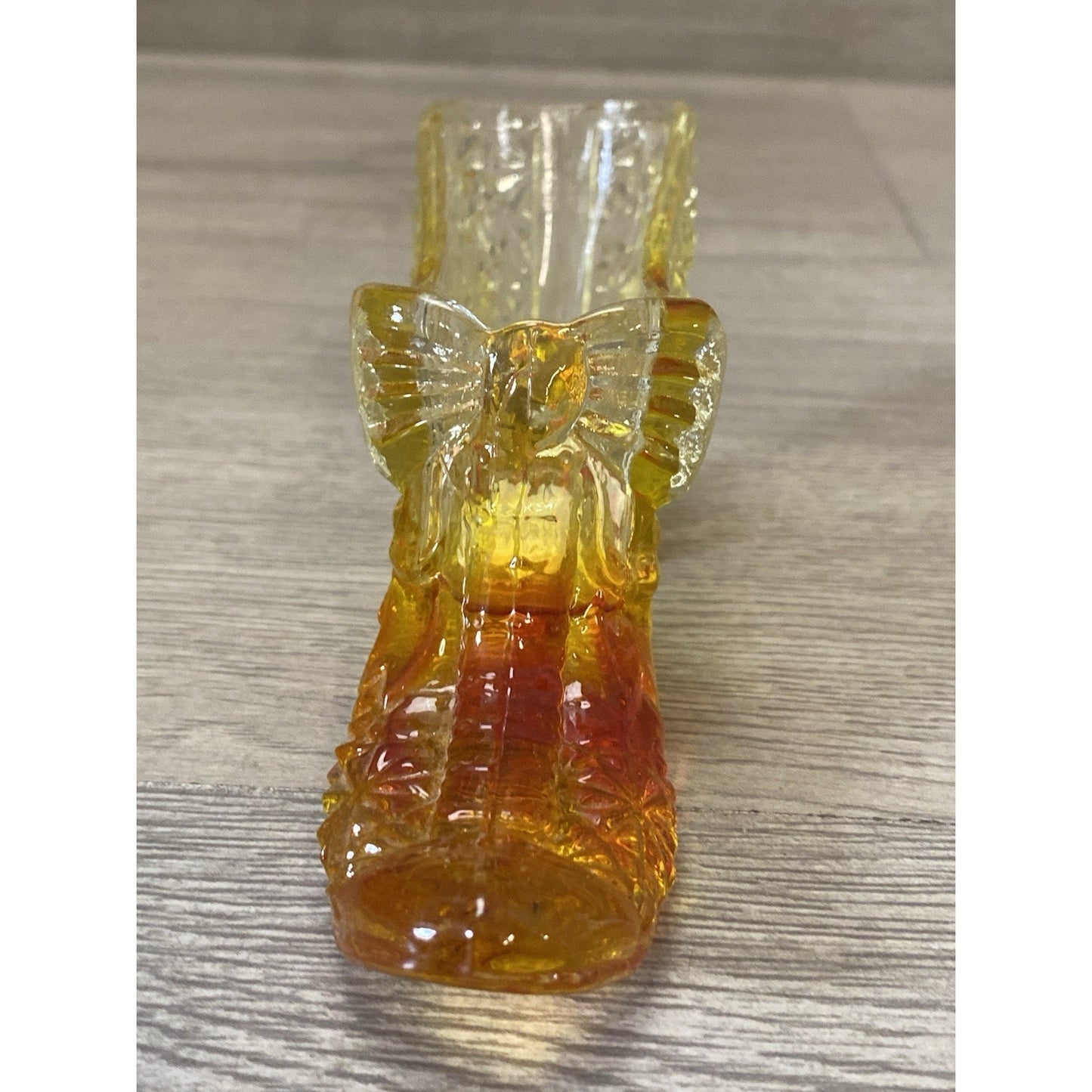 Vintage Fenton Amberina Art Glass Slipper Shoe Daisy Button