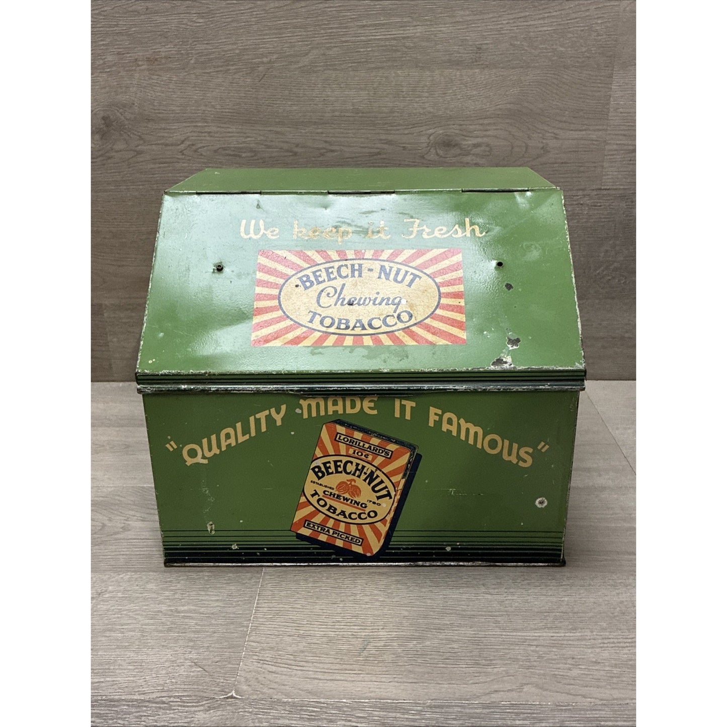 Original Lorillard’s Beech-Nut Chewing Tobacco Tin Humidor Counter Top Display