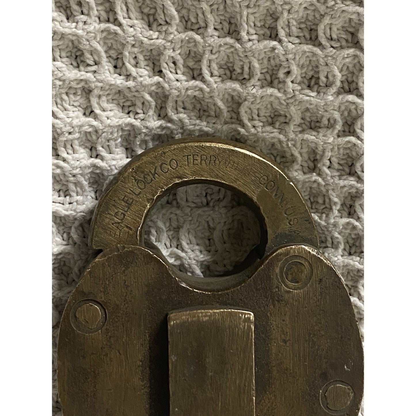Antique Solid Brass Eagle Lock Co. Railroad Padlock no/key Heart Shaped