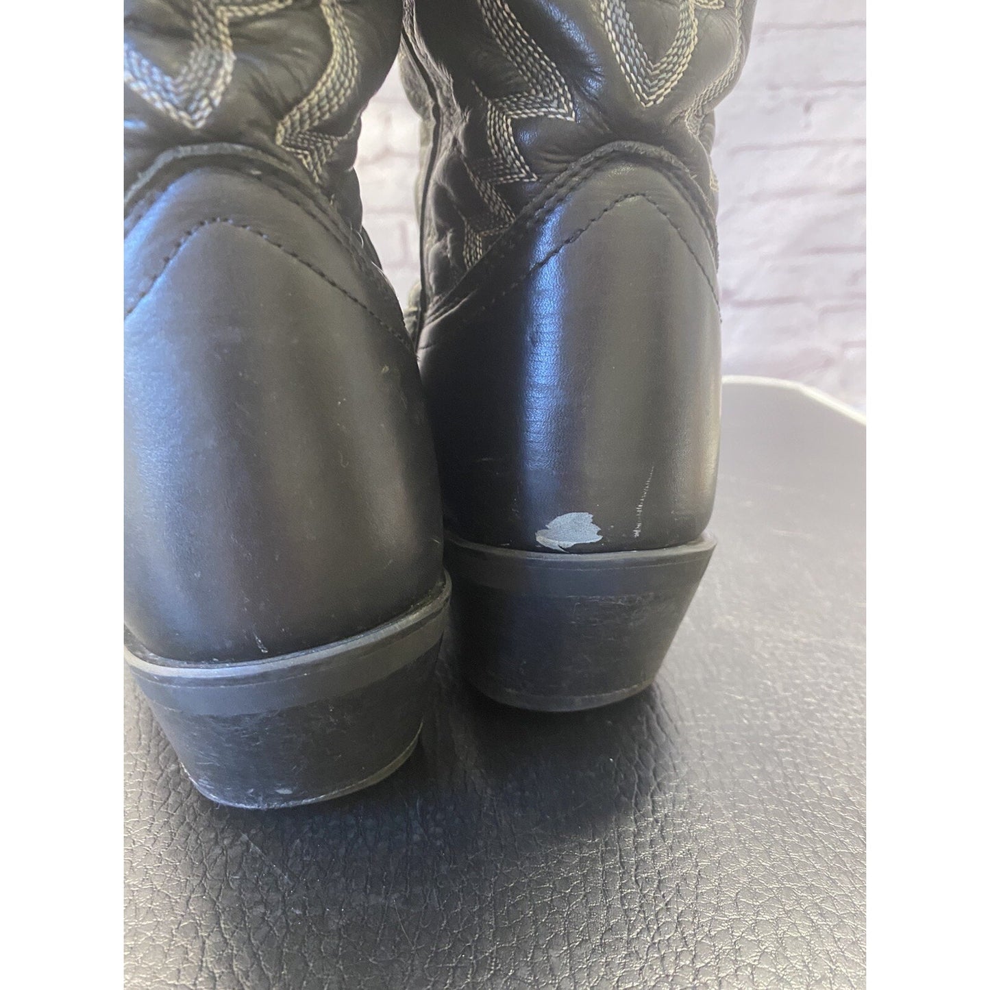 Laredo Black Leather Pull Up Western Boots Men’s Sz 7D Style 032974