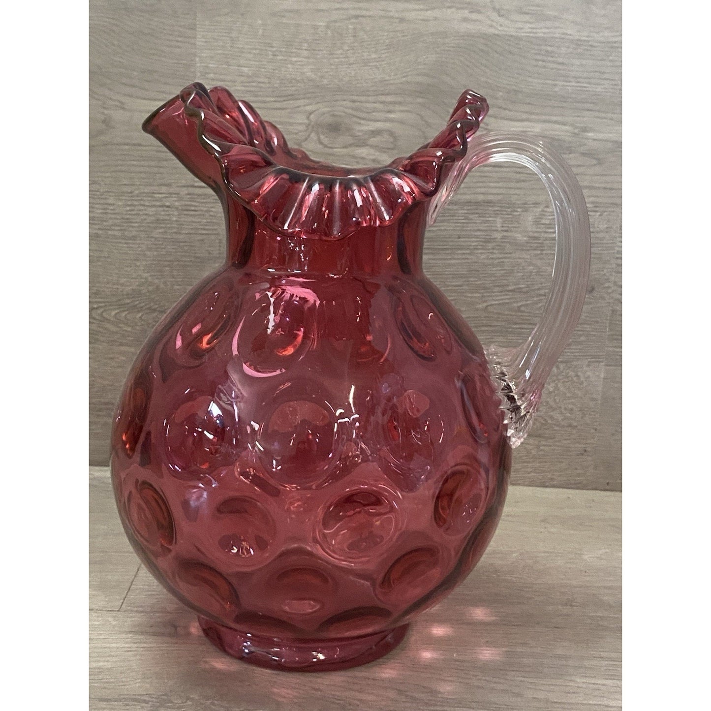 Cranberry INVERTED FENTON COIN DOT PITCHER