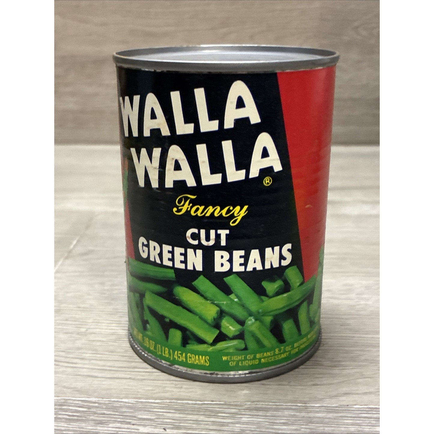 VINTAGE 1970 WALLA WALLA FANCY CUT GREEN BEANS TIN CAN LABEL WASHINGTON