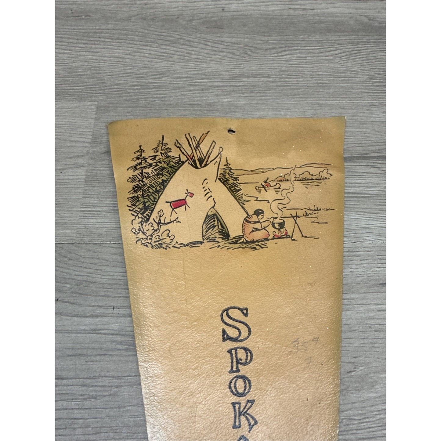 Pre-1963 Spokane WN “WA” Pennant W/ Native American Imagery 15.5”