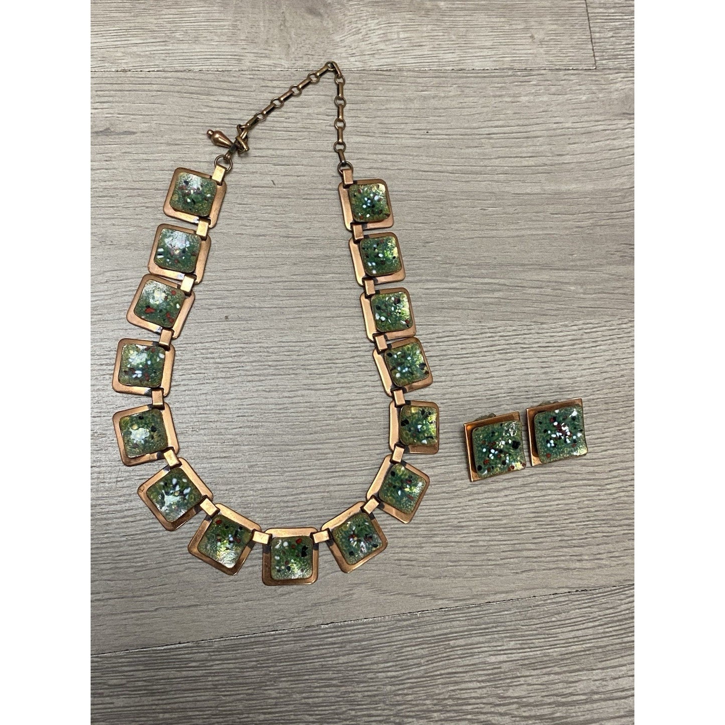RENOIR MATISSE Enamel Splatter Choker Necklace & Earrings Set