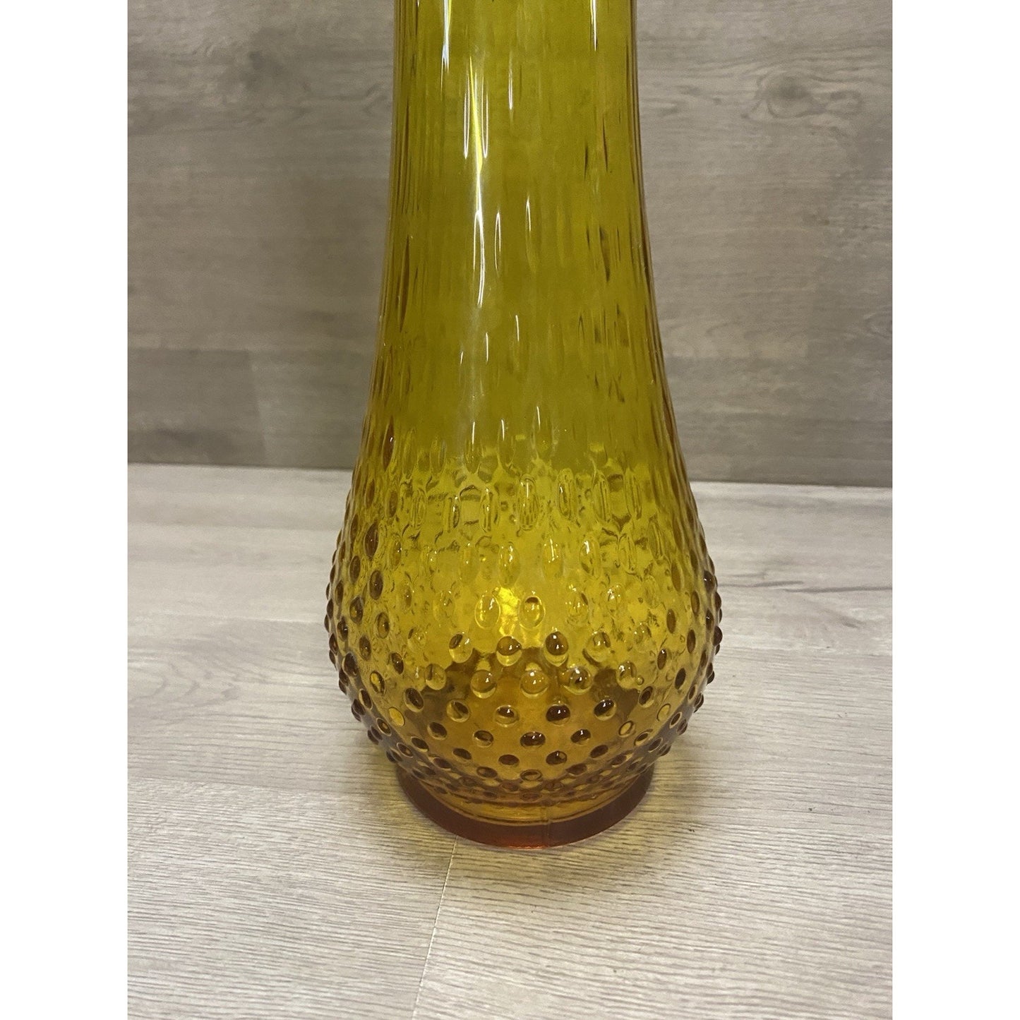 HTF Fenton? Unmarked Colonial Amber Stretch Vase Unique Style Hobnail Base 20.5”