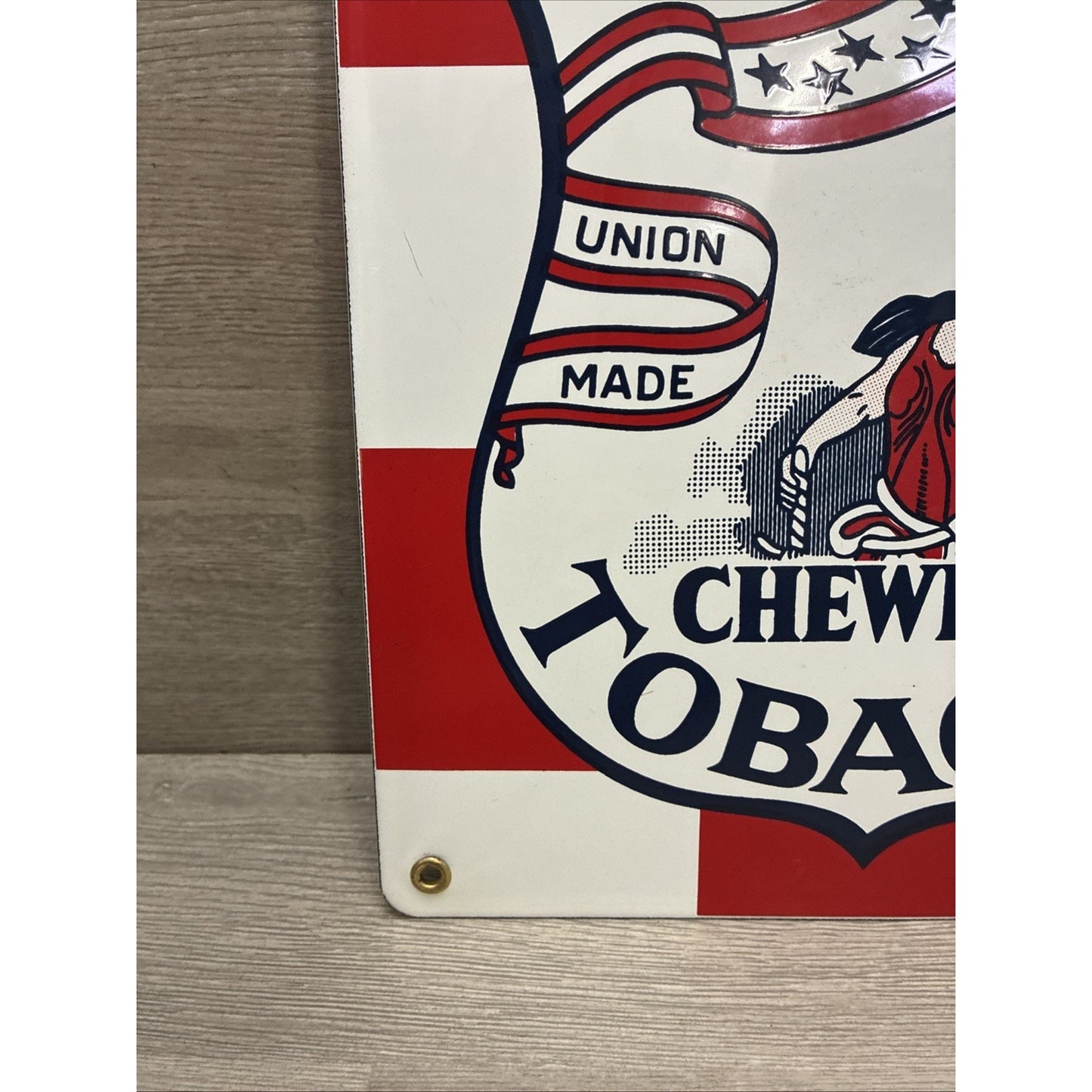 Yankee Girl Chewing Tobacco Porcelain Enamel Sign Scotten Dillon Co Union Made