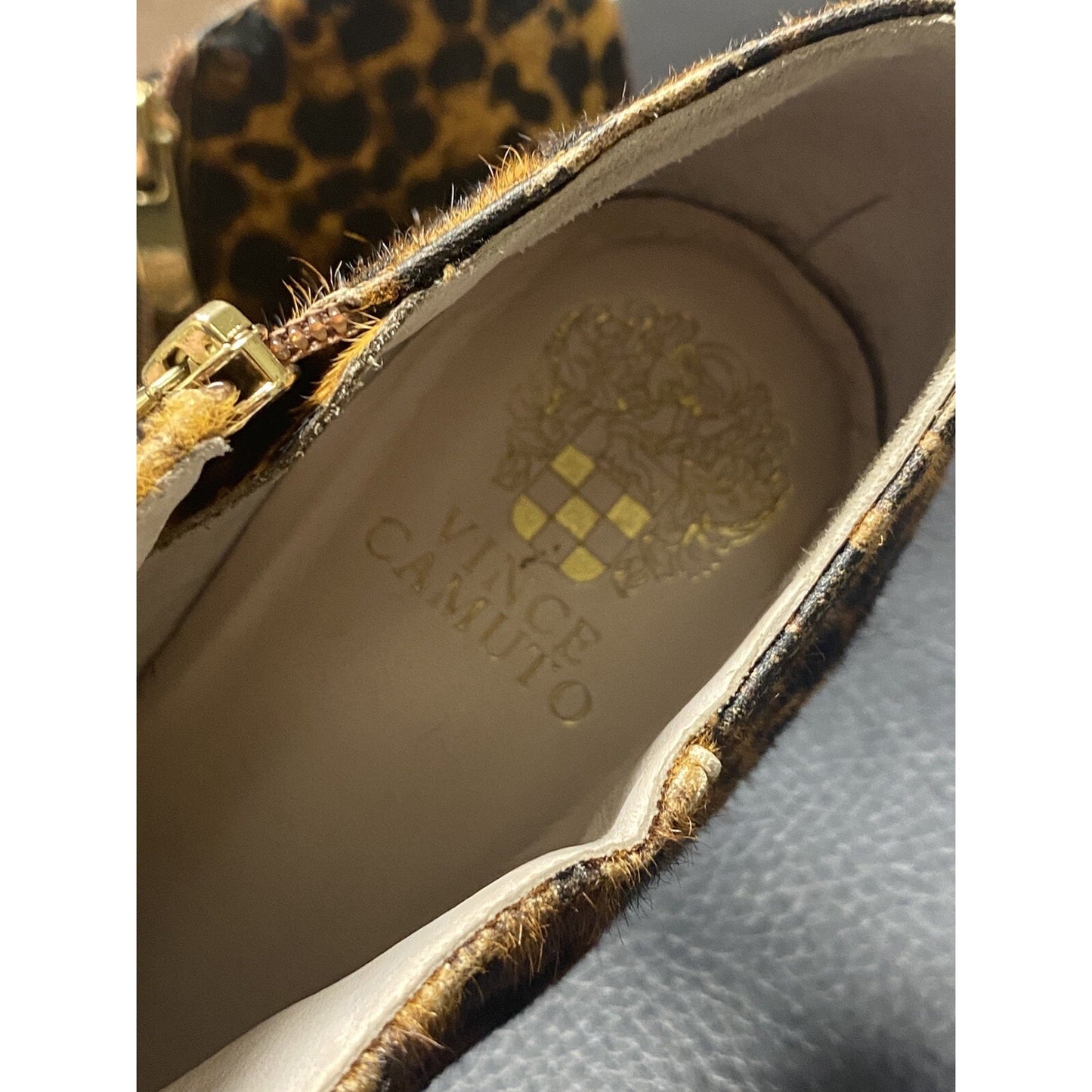 Vince Camuto Leopard Print Leather Ankle Boots Size 8 1/2 M