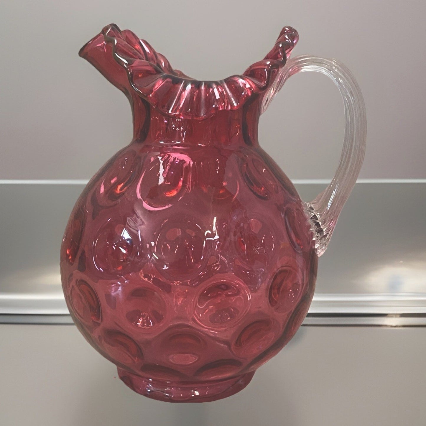 Cranberry INVERTED FENTON COIN DOT PITCHER