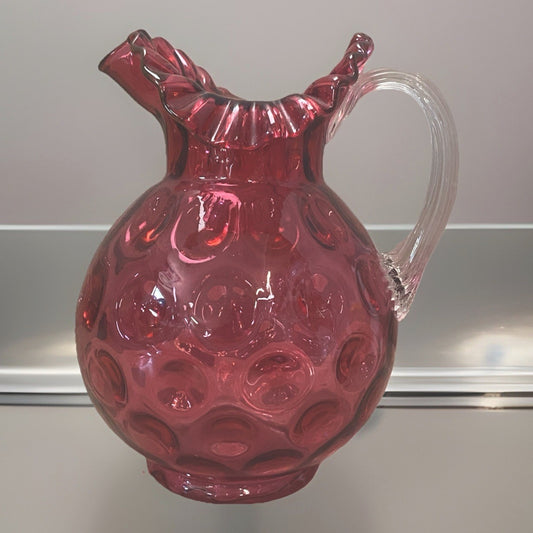 Cranberry INVERTED FENTON COIN DOT PITCHER