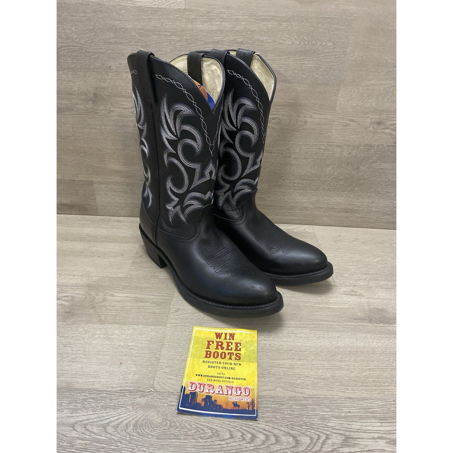 Durango Western Boots Mens 10.5 D Black TR760 Oiled Black Leather Cowboy