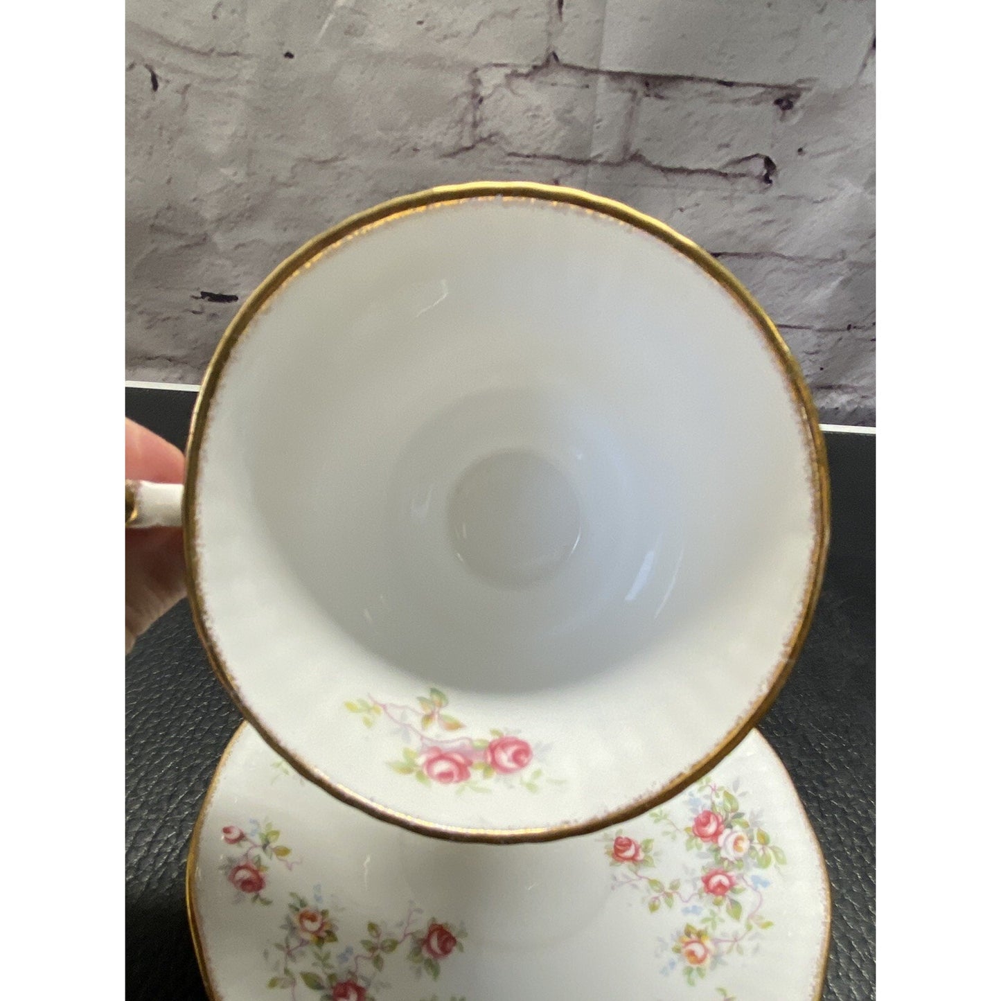 Vintage Royal Minister Floral Bone China Teacup And Saucer