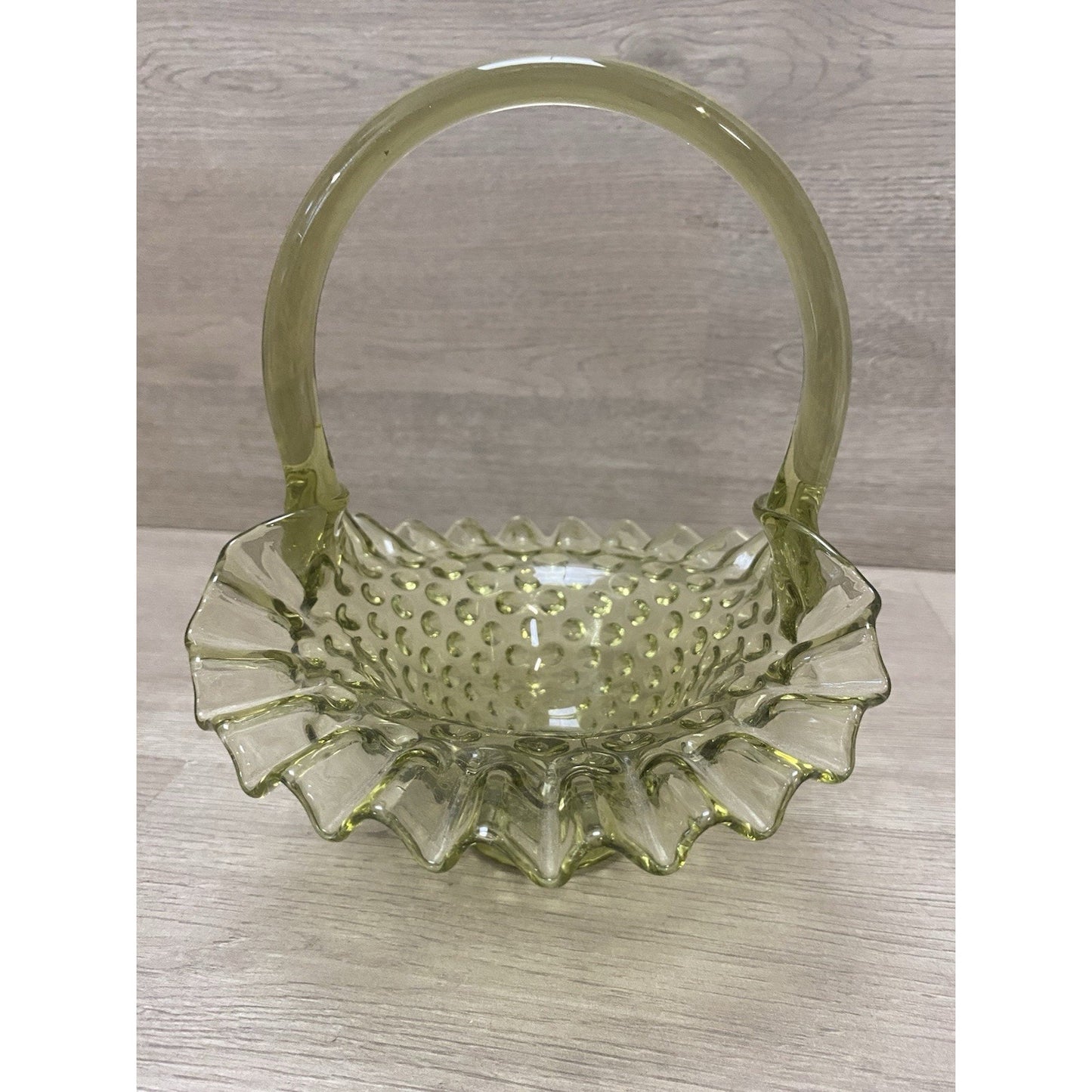 Fenton Art Glass Colonial Green Hobnail Basket