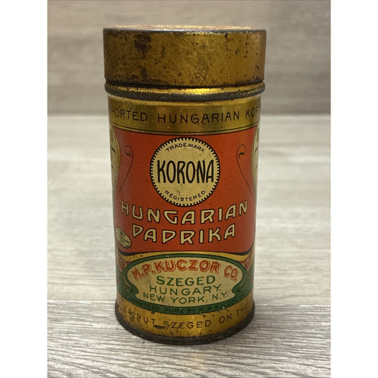 Vintage Korona Paprika Tin Szeged Hungary New York NY Collectable Advertising