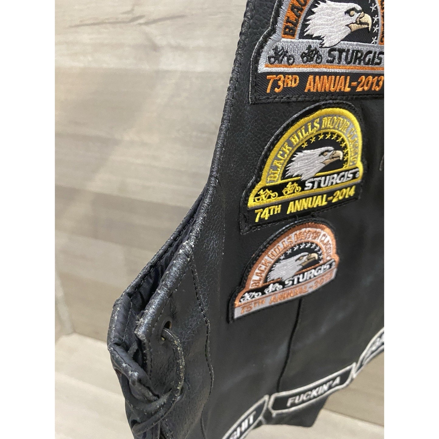 Hot Bikers Leather Motorcycle Vest W/ Patches SZ Med