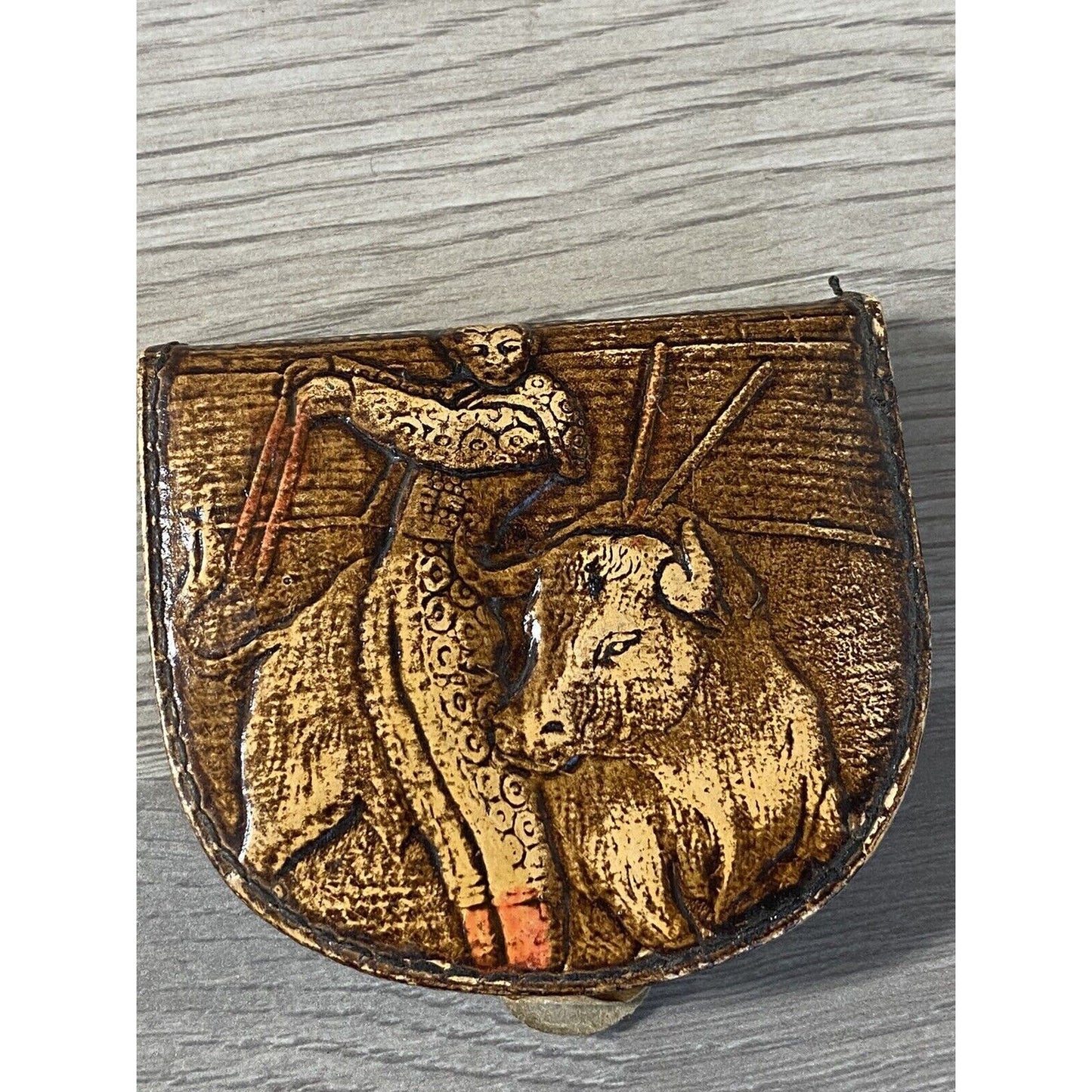 Unusual Vintage Kitsch Spanish Bullfighting Don Quixote Coin Purse Wallet