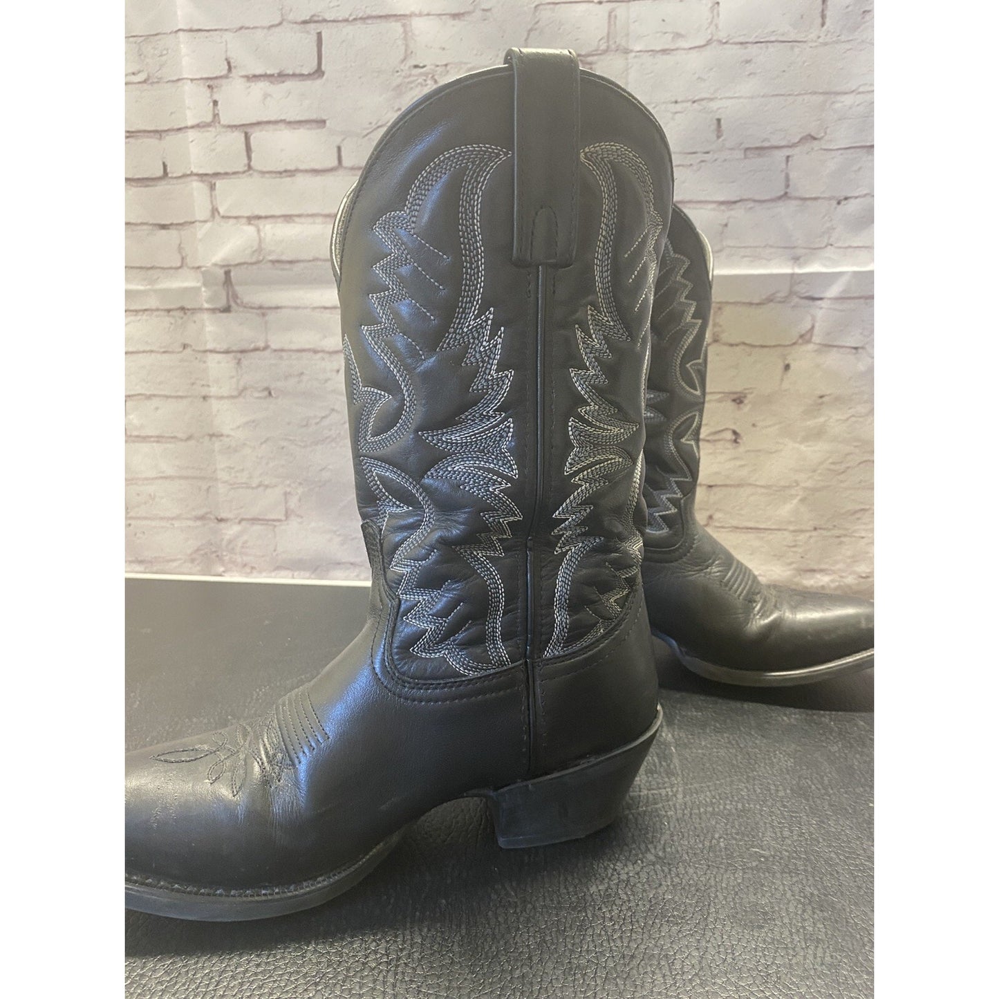 Laredo Black Leather Pull Up Western Boots Men’s Sz 7D Style 032974