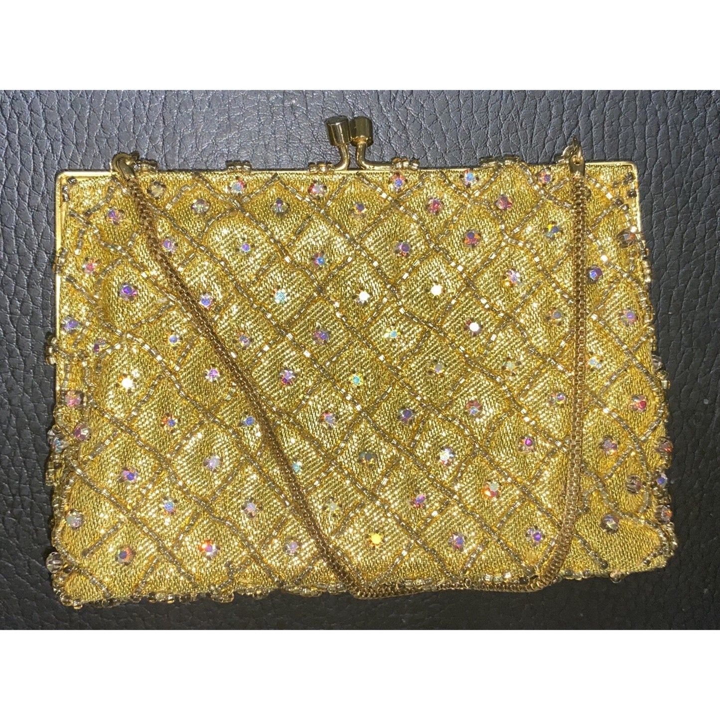 Vintage Rhinestone Encrusted Purse Hong Kong Handmade 40s 50s Glam Retro