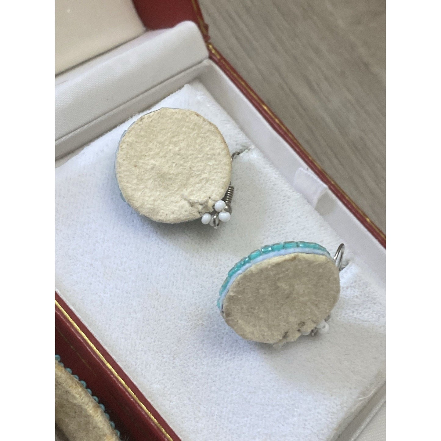Native American Micro Beaded Cuff Bracelet & Earrings Pair
