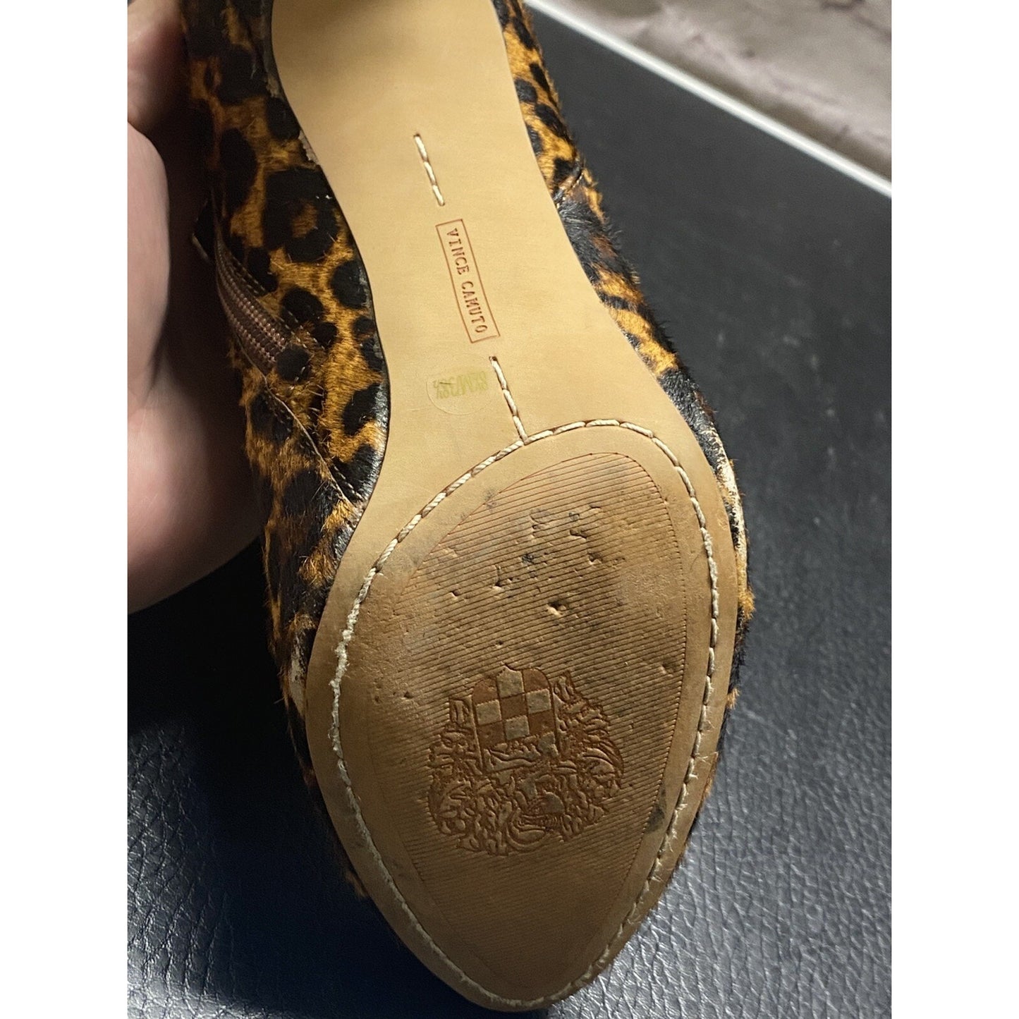 Vince Camuto Leopard Print Leather Ankle Boots Size 8 1/2 M