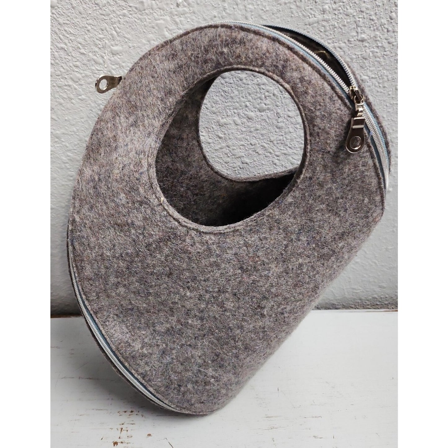 Josh Jakus "UM Bag" Grey Wool Felt Sculptural Designer Purse