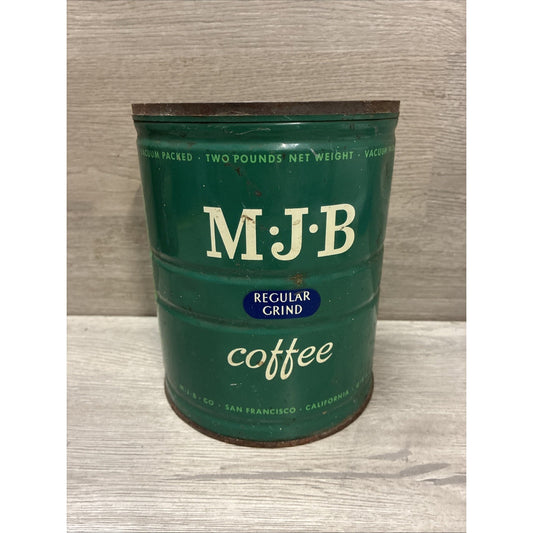 Vintage 2 LB MJB Regular Grind Coffee Tin Can Display Prop Movie