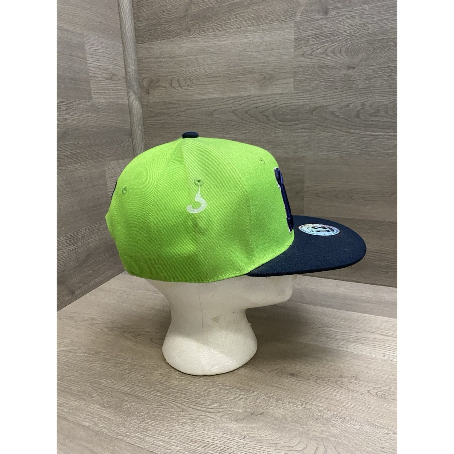 Neon Green Navy Blue 12 Player Flat Bill Snapback Hat Cap Seattle Fan 2Tone