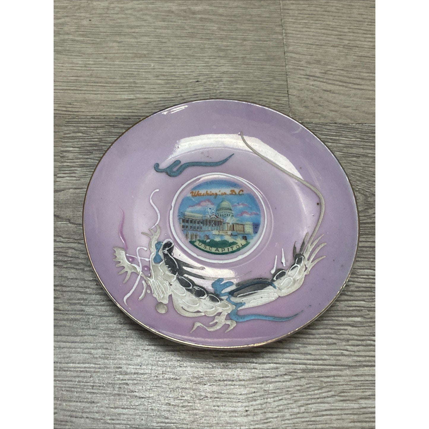 Vintage Dragon Ware Moriage Teacup Tea Cup & Saucer Souvenir WASHINGTON DC