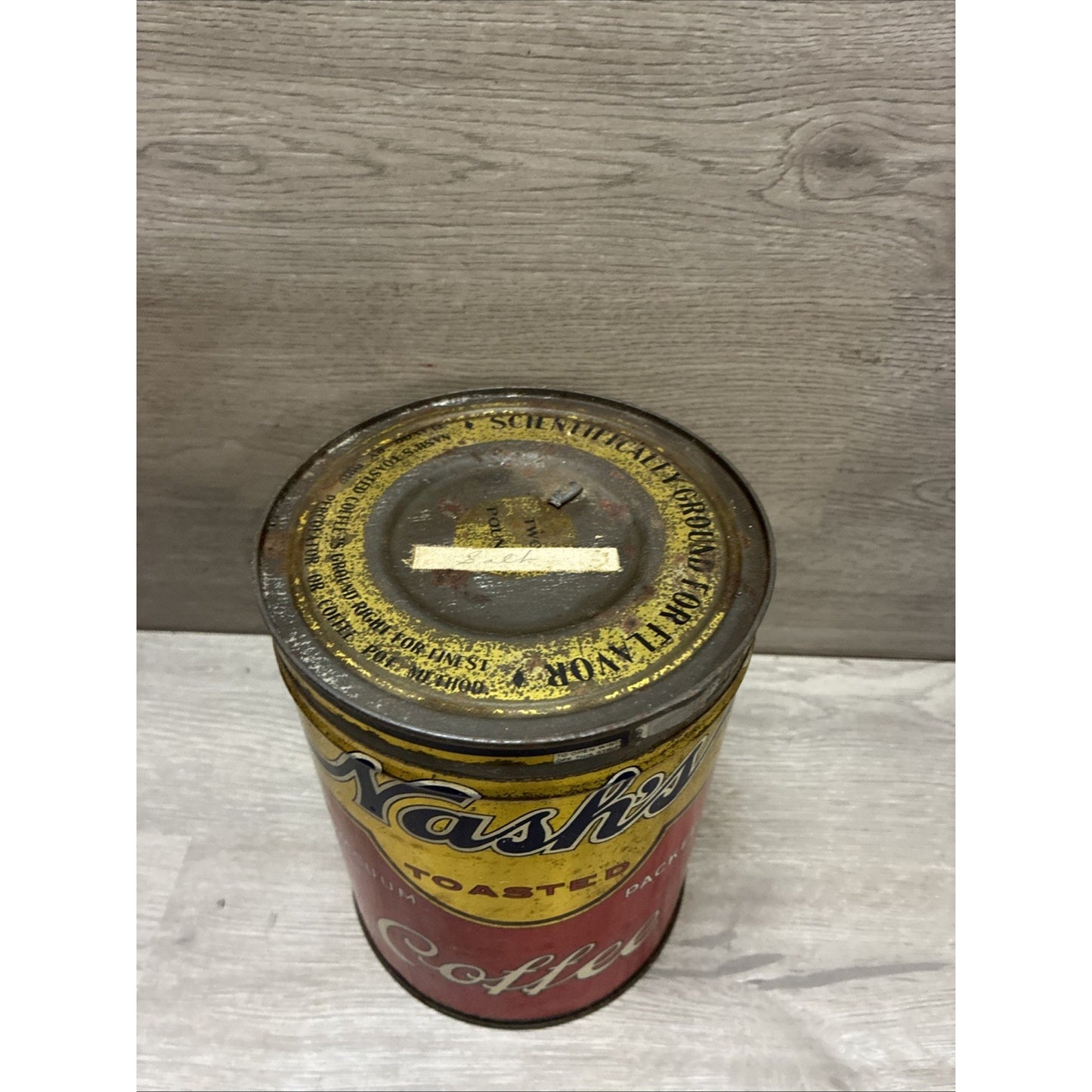 VINTAGE NASH`S TOASTED COFFEE CAN 2 POUNDS 2LB TIN W: LID VACUUM PACKED
